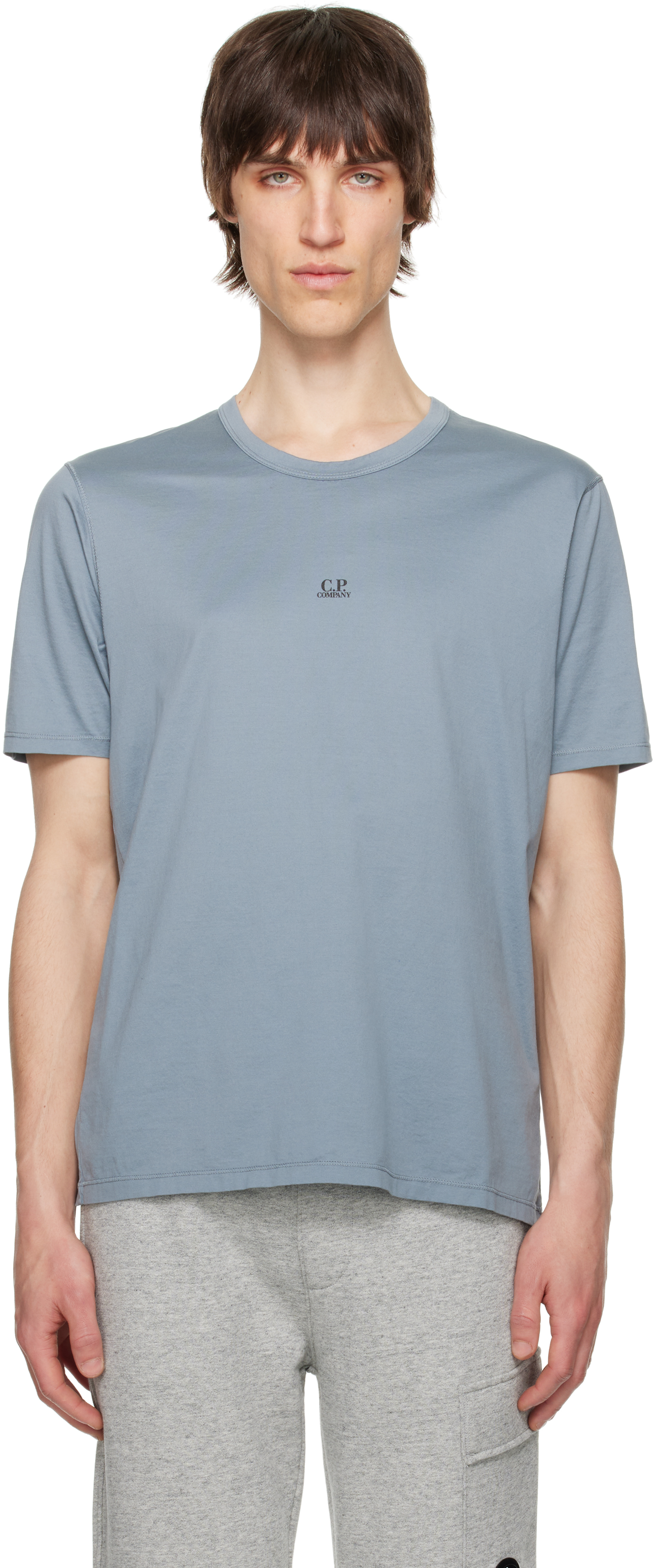 C. P. Company Gray 70/2 Mercerized Jersey Printed Logo T-Shirt
