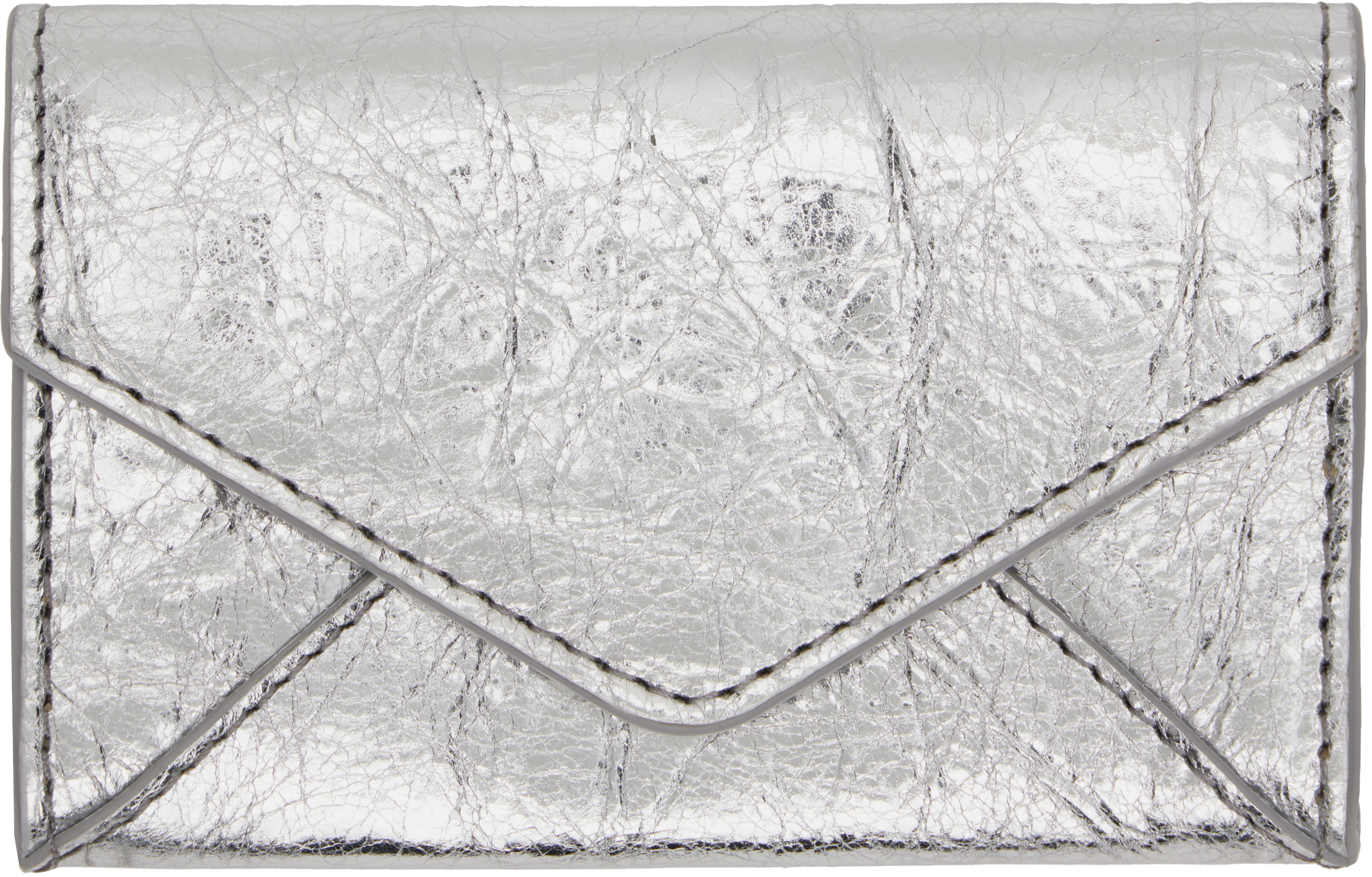 DRIES VAN NOTEN SILVER LEATHER ENVELOPE CARD HOLDER