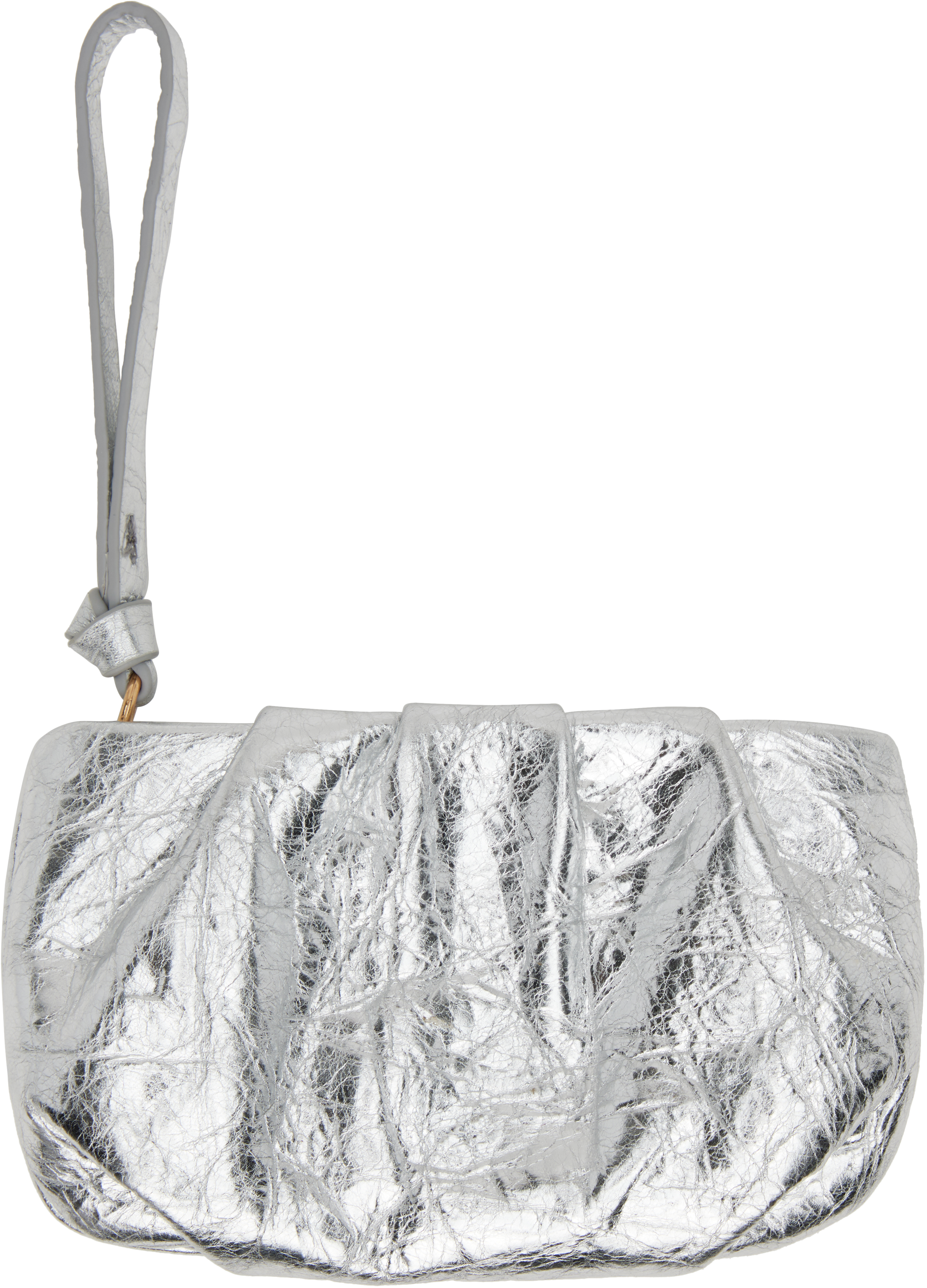 DRIES VAN NOTEN SILVER LEATHER COIN POUCH