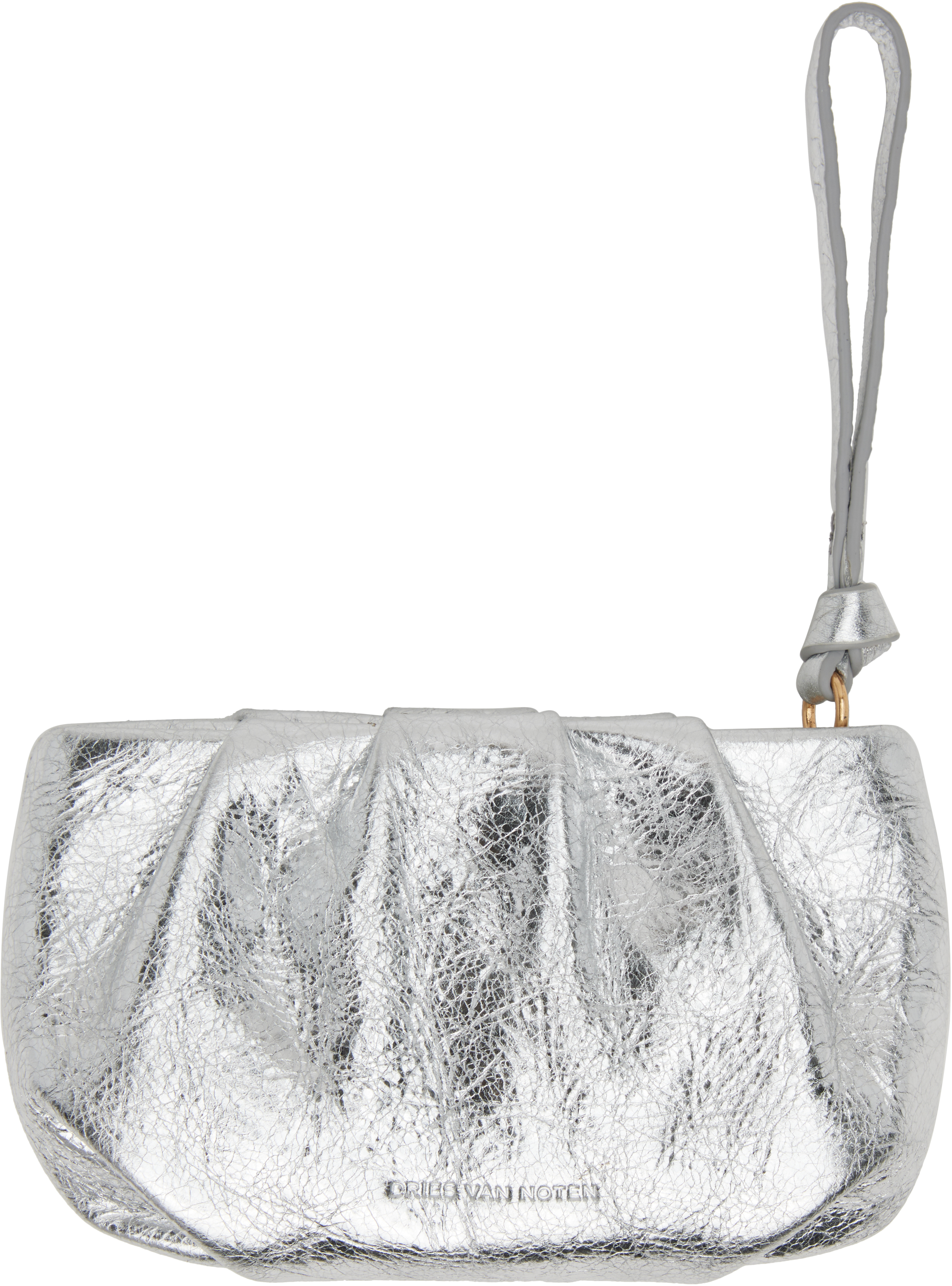DRIES VAN NOTEN SILVER LEATHER COIN POUCH