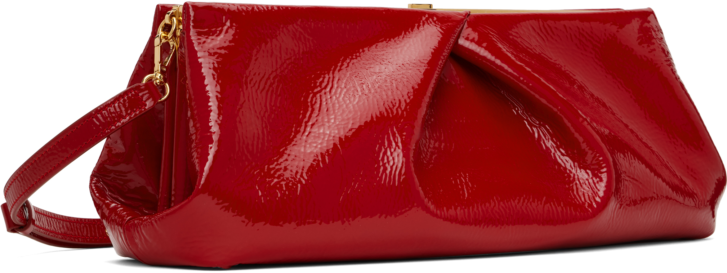 DRIES VAN NOTEN RED PATENT LEATHER CLUTCH