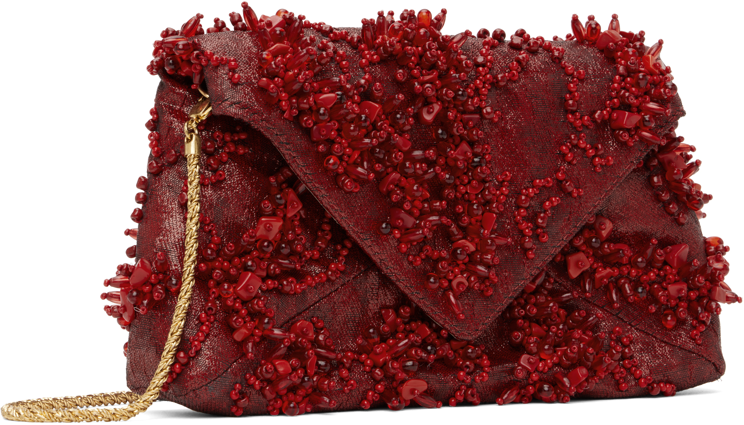 Shop Dries Van Noten Red Small Embellished Mattelasse Envelope Bag In 352 Red