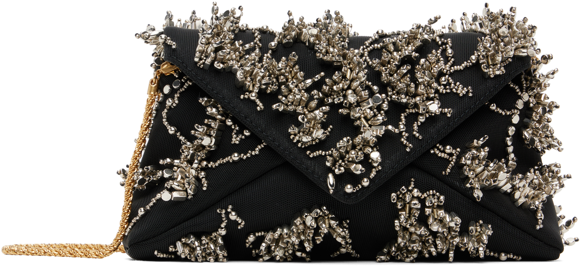 Black Embellished Envelope Bag
