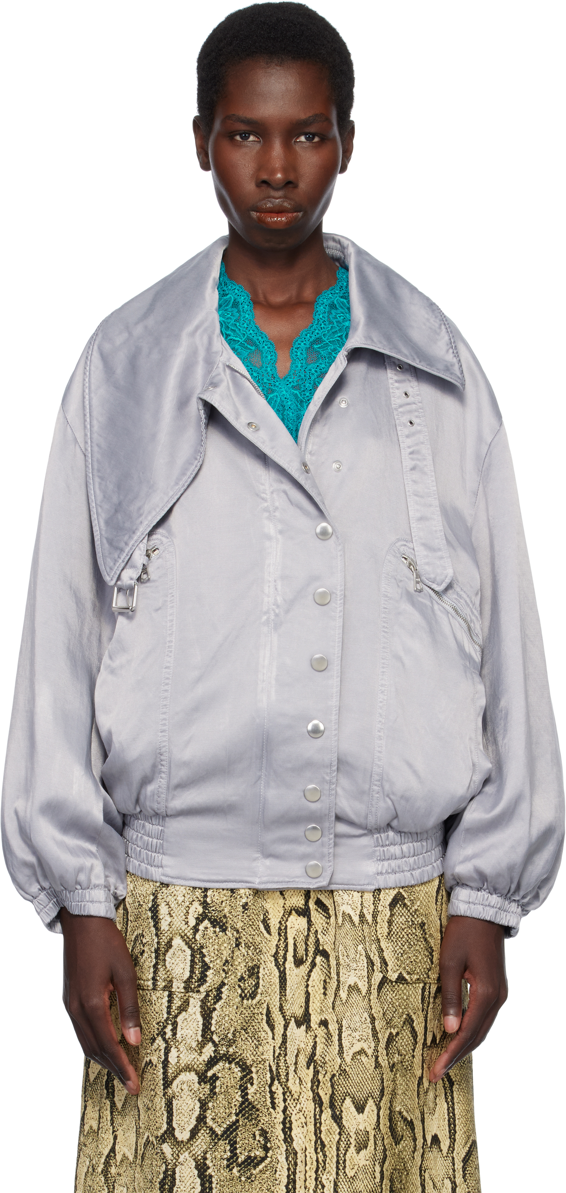 Blue Twill Bomber Jacket