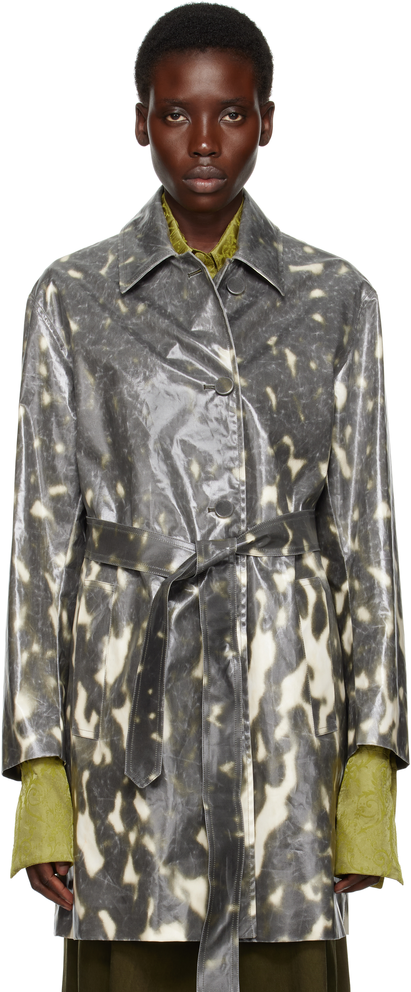 Dries Van Noten Black Water Repellent Mac Coat In 900 Black