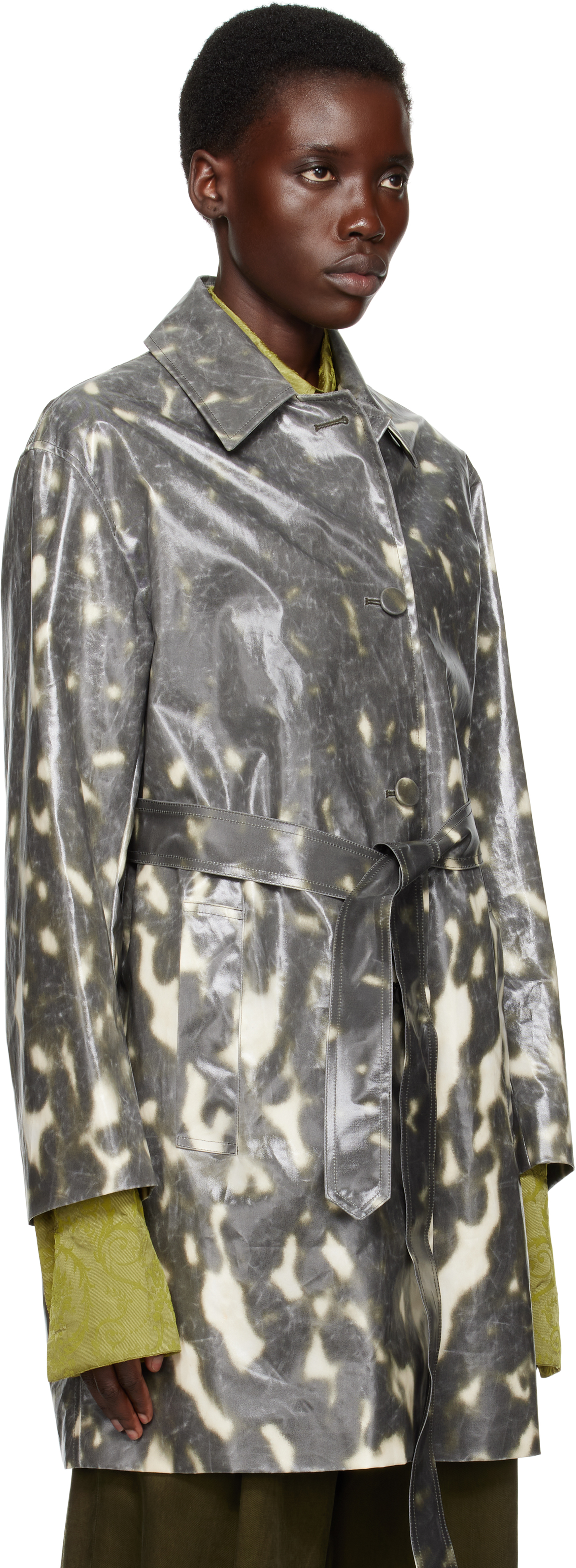 Dries Van Noten Black Water Repellent Mac Coat In 900 Black