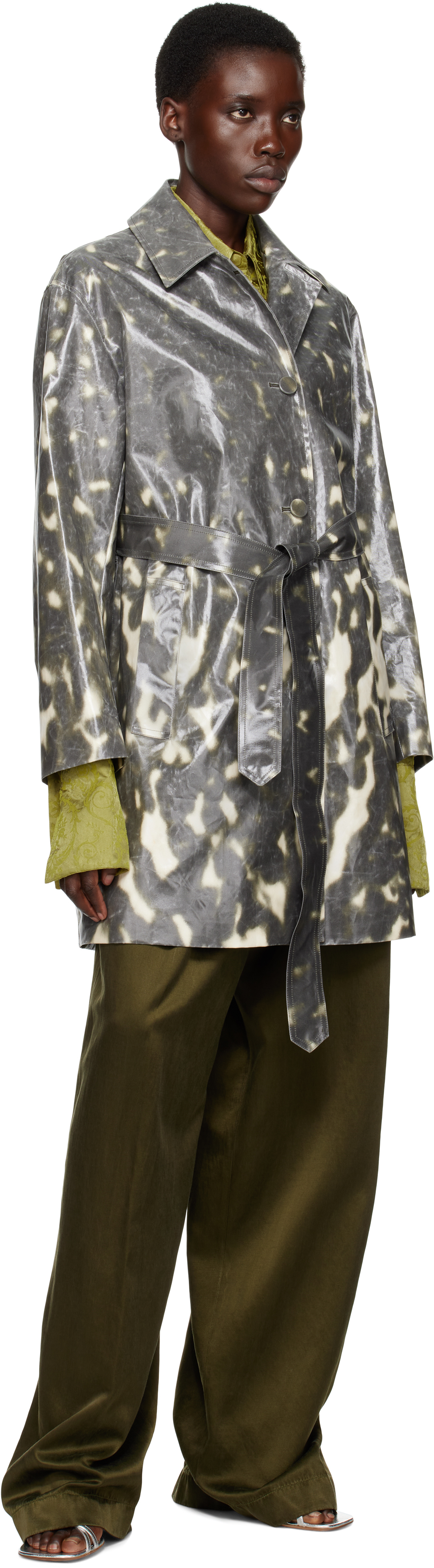 Dries Van Noten Black Water Repellent Mac Coat In 900 Black