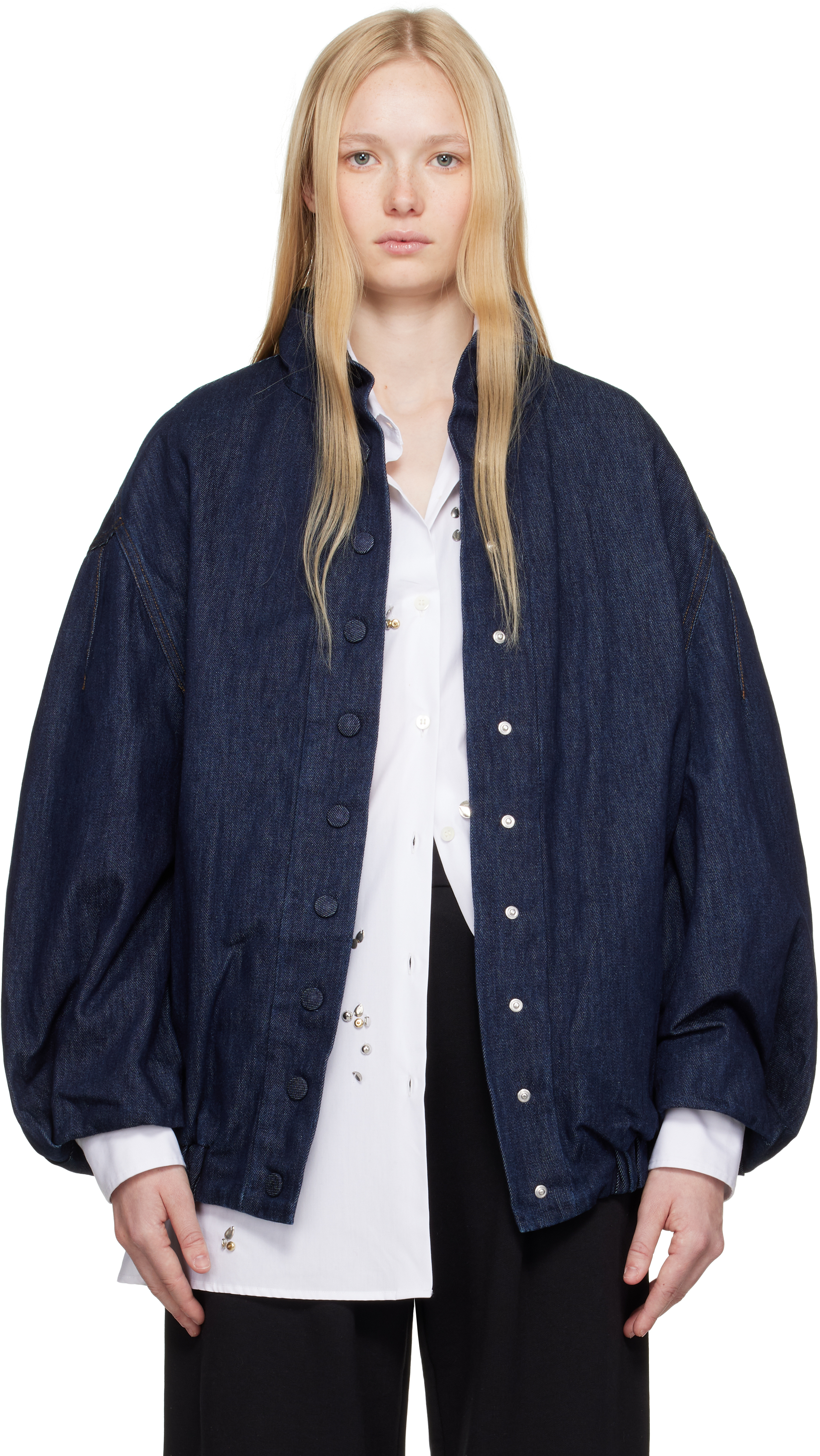 Navy Press-Stud Denim Jacket
