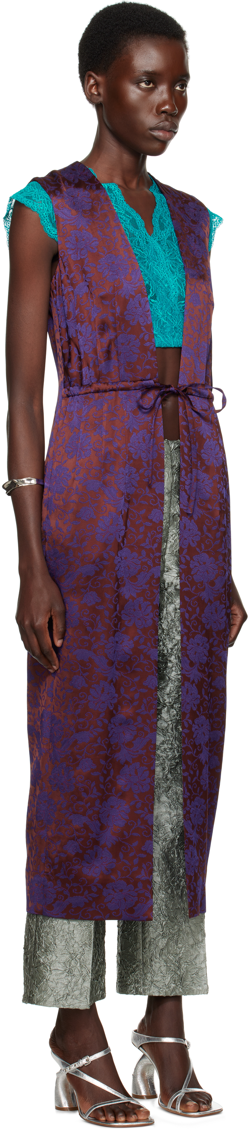 Shop Dries Van Noten Burgundy Drawstring Vest In 358 Burgundy