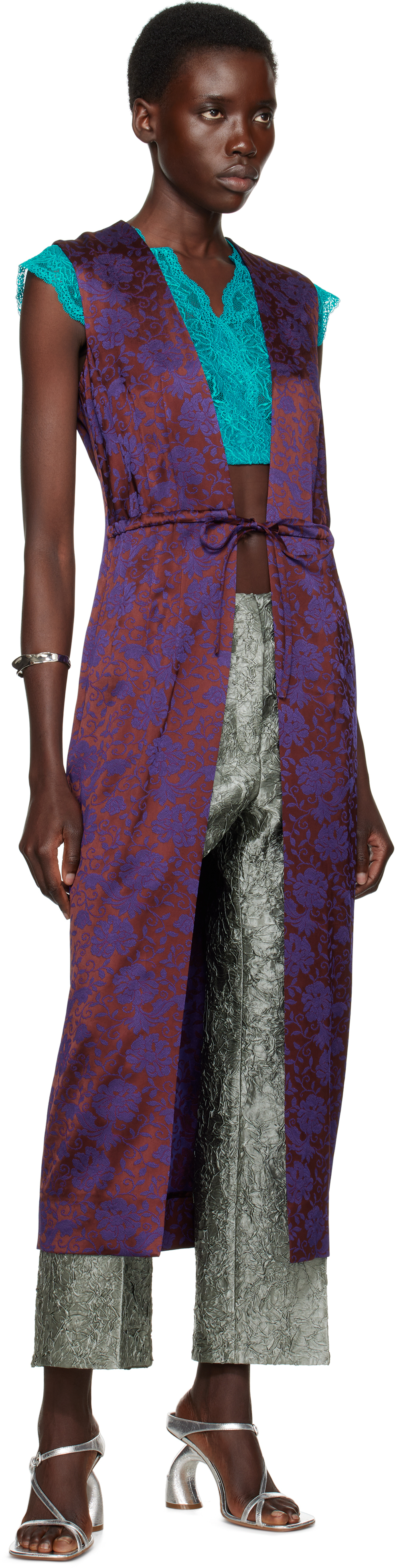Shop Dries Van Noten Burgundy Drawstring Vest In 358 Burgundy