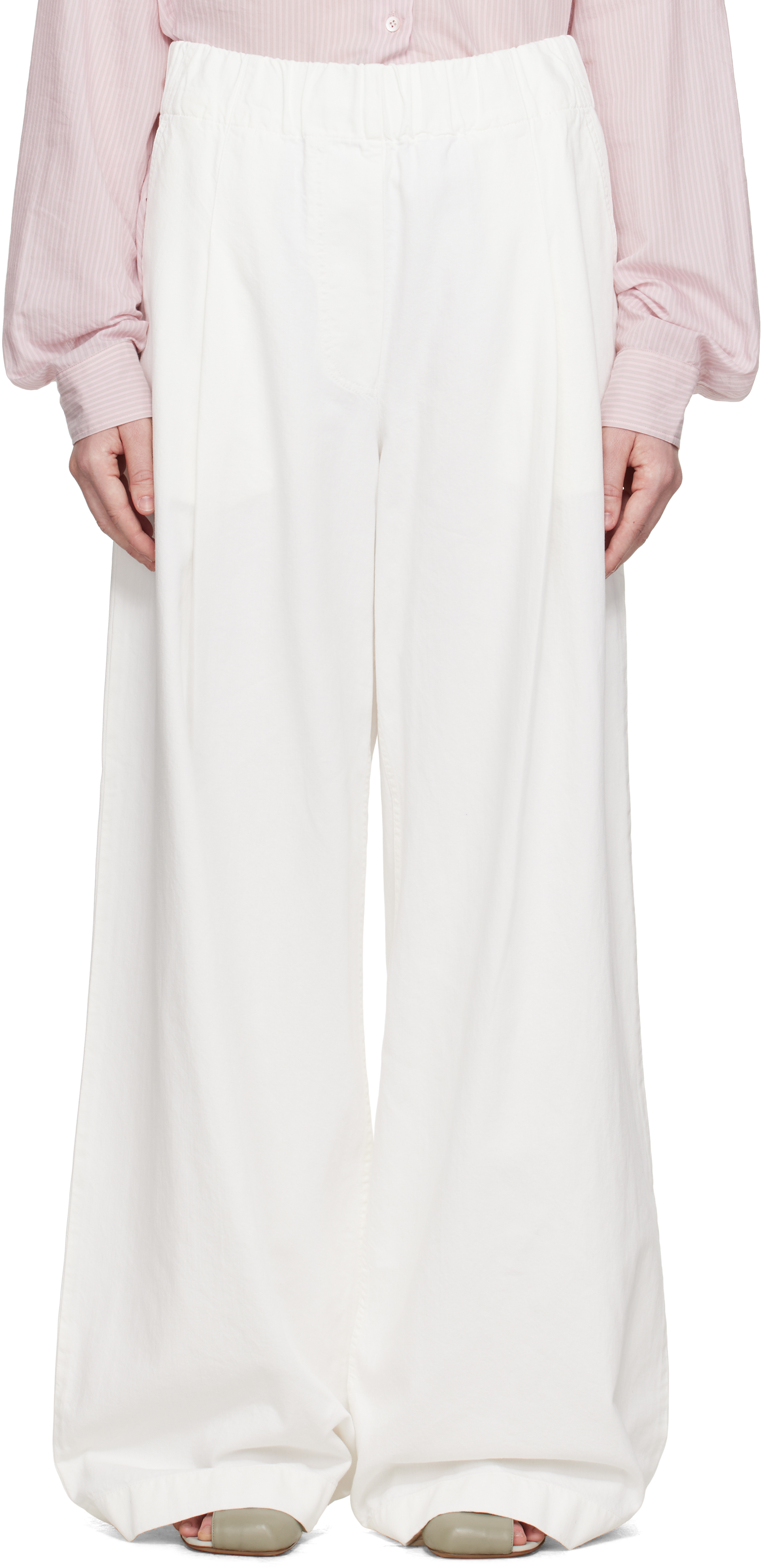 Dries Van Noten: Off-White Drawstring Jeans | SSENSE Dries Van Noten: Off-White Drawstring Jeans | SSENSE