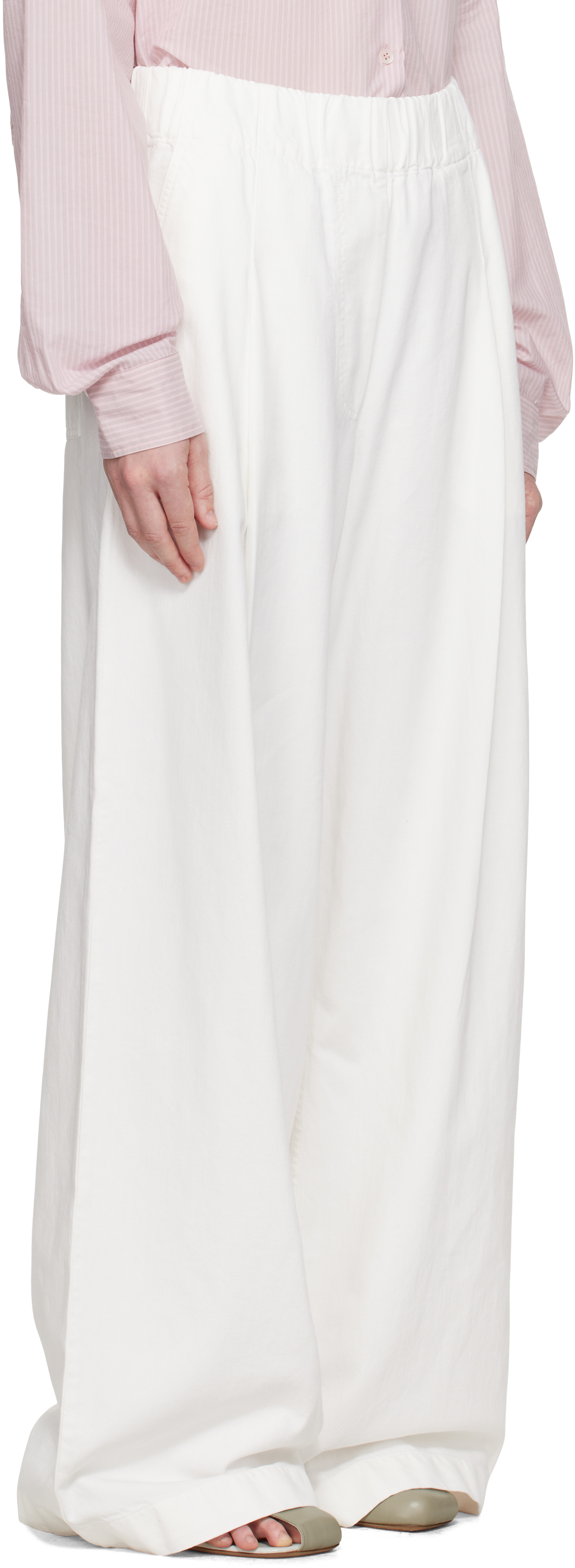 Dries Van Noten Off-white Drawstring Jeans In 008 Off White