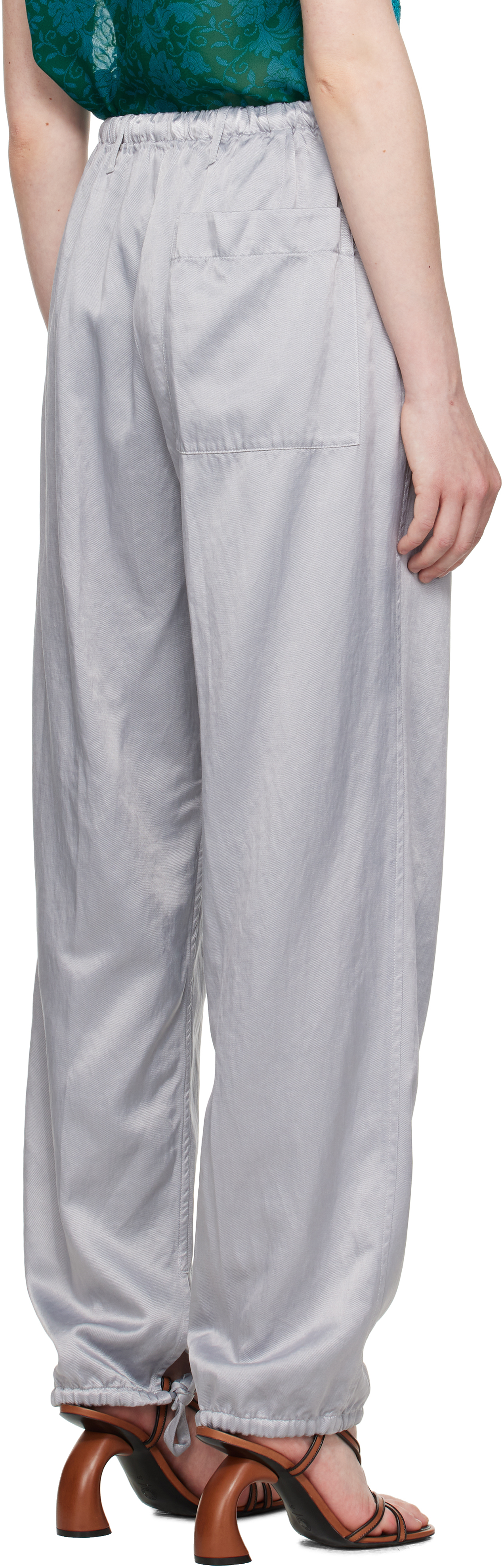 Dries Van Noten Gray Drawstring Trousers In 514 Light Blue