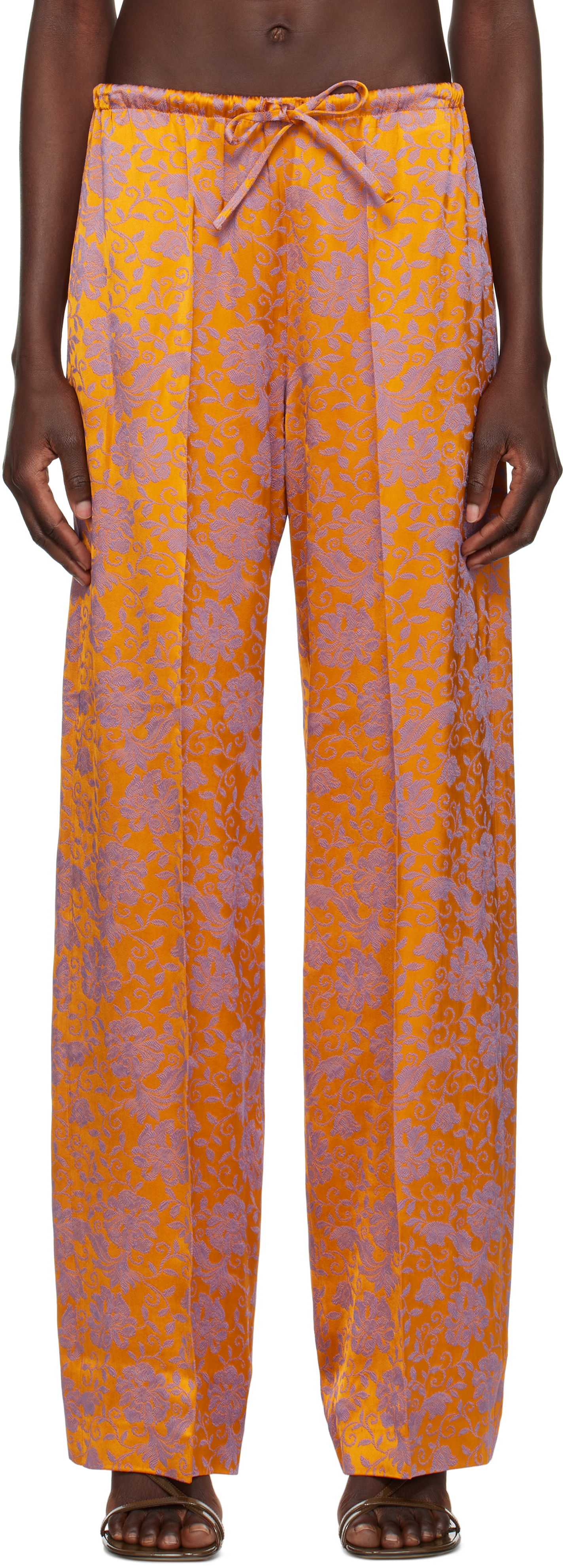 Orange Jacquard Trousers