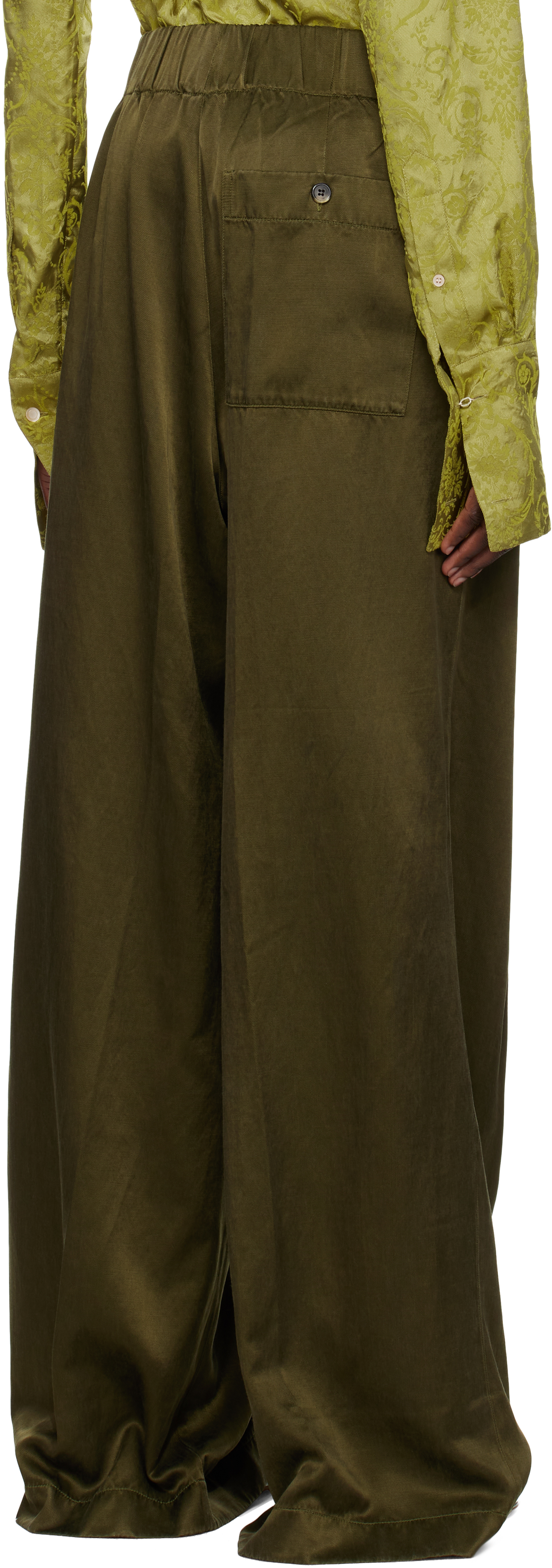 Dries Van Noten Trousers Wide-leg Pleated Front In 606 Khaki