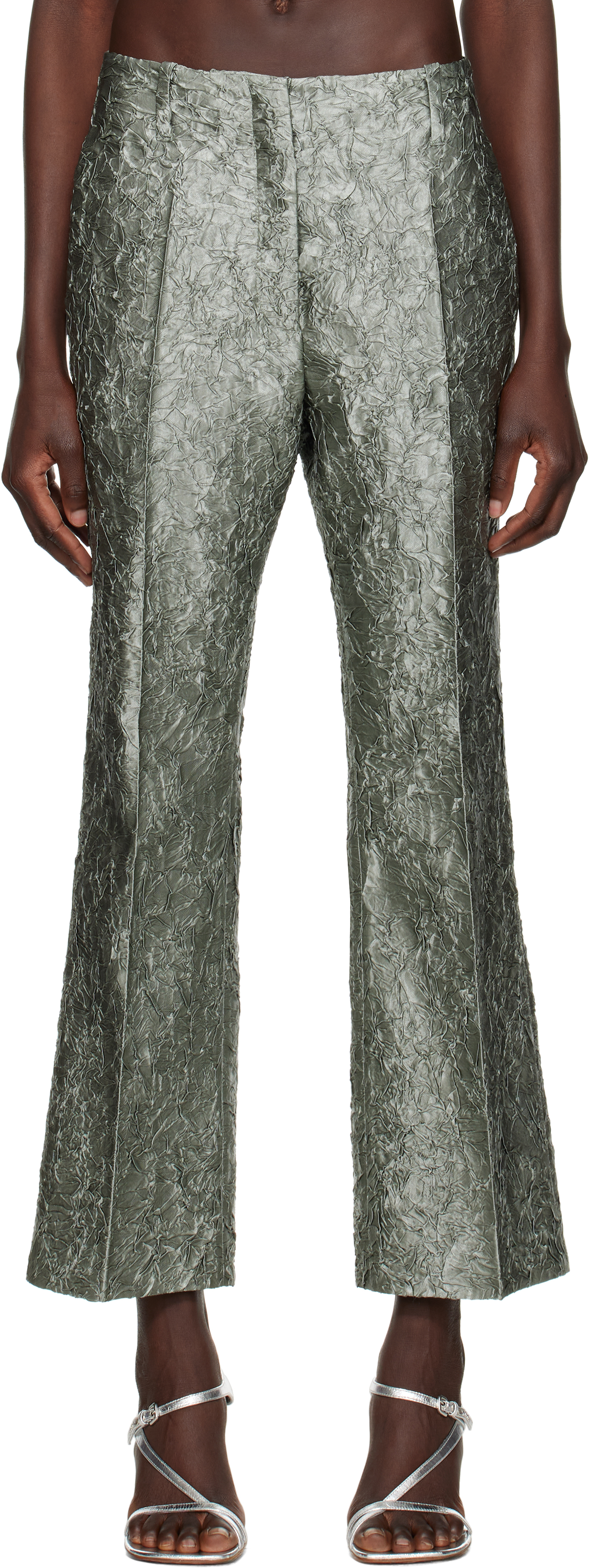 Green Cropped Viscose Trousers