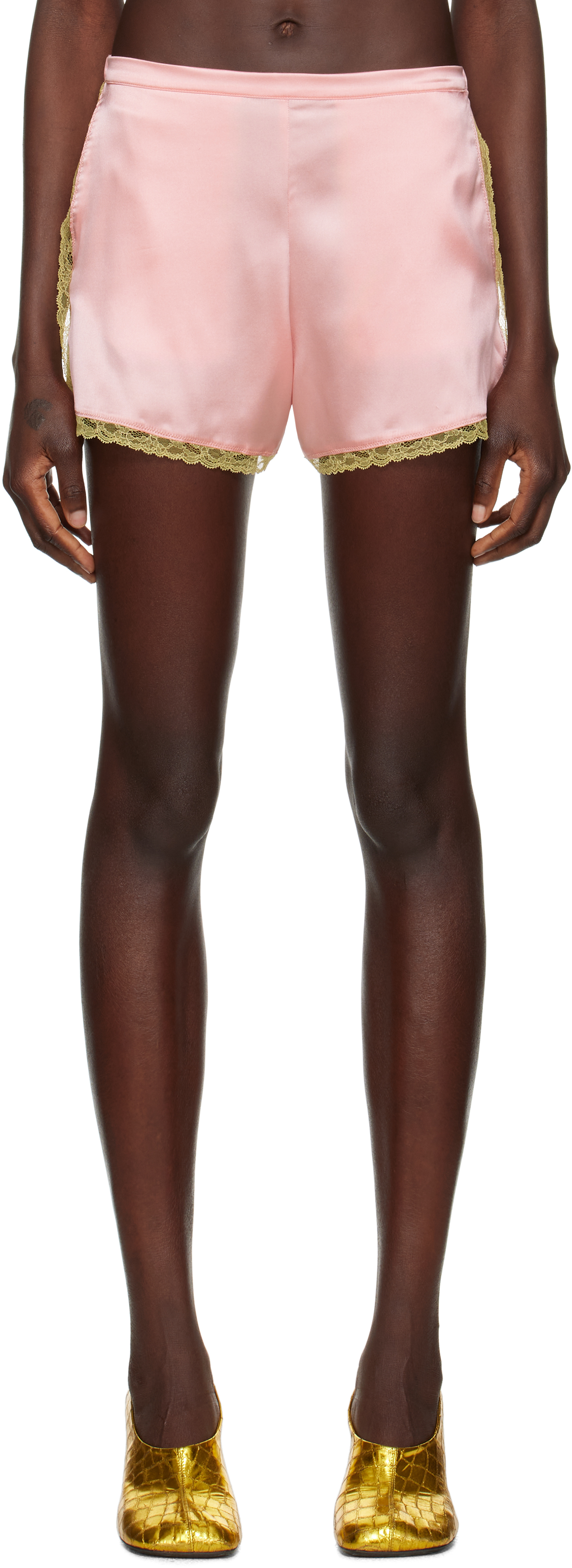 Pink Silk Mini Shorts by Dries Van Noten on Sale