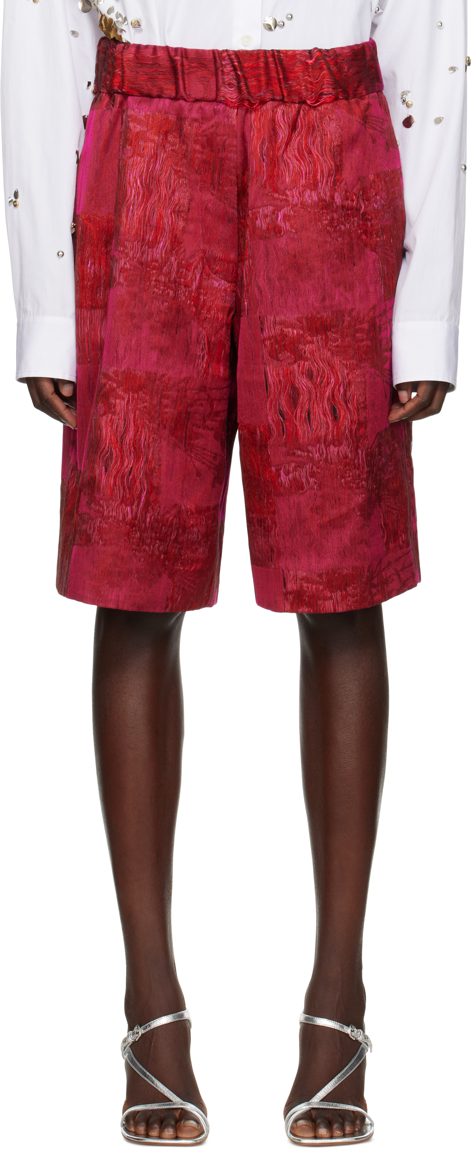 Pink Jacquard Shorts