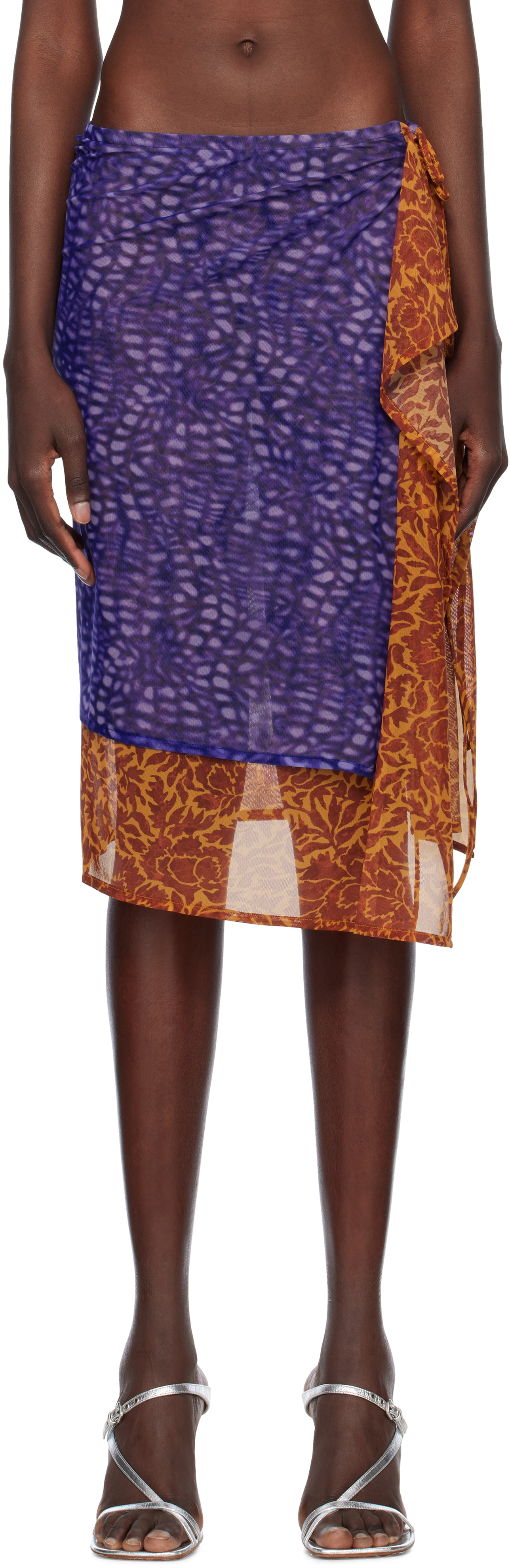 Shop Dries Van Noten Purple Double Layered Midi Skirt In 401 Purple