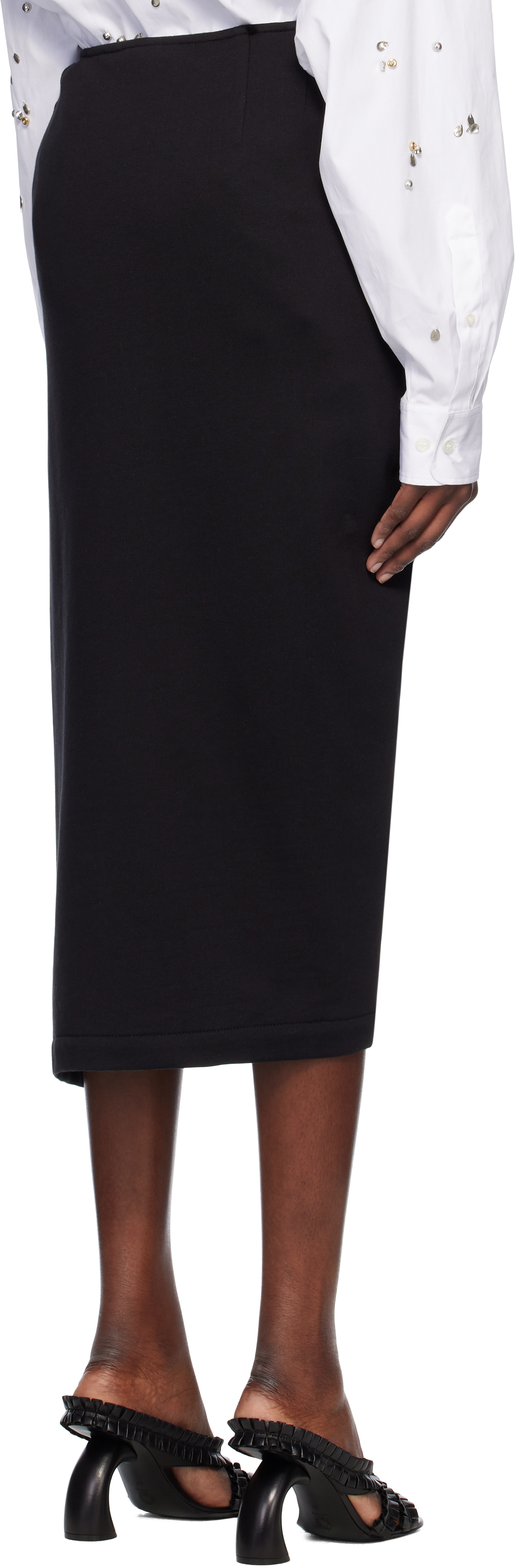Shop Dries Van Noten Black French Terry Midi Skirt In 900 Black