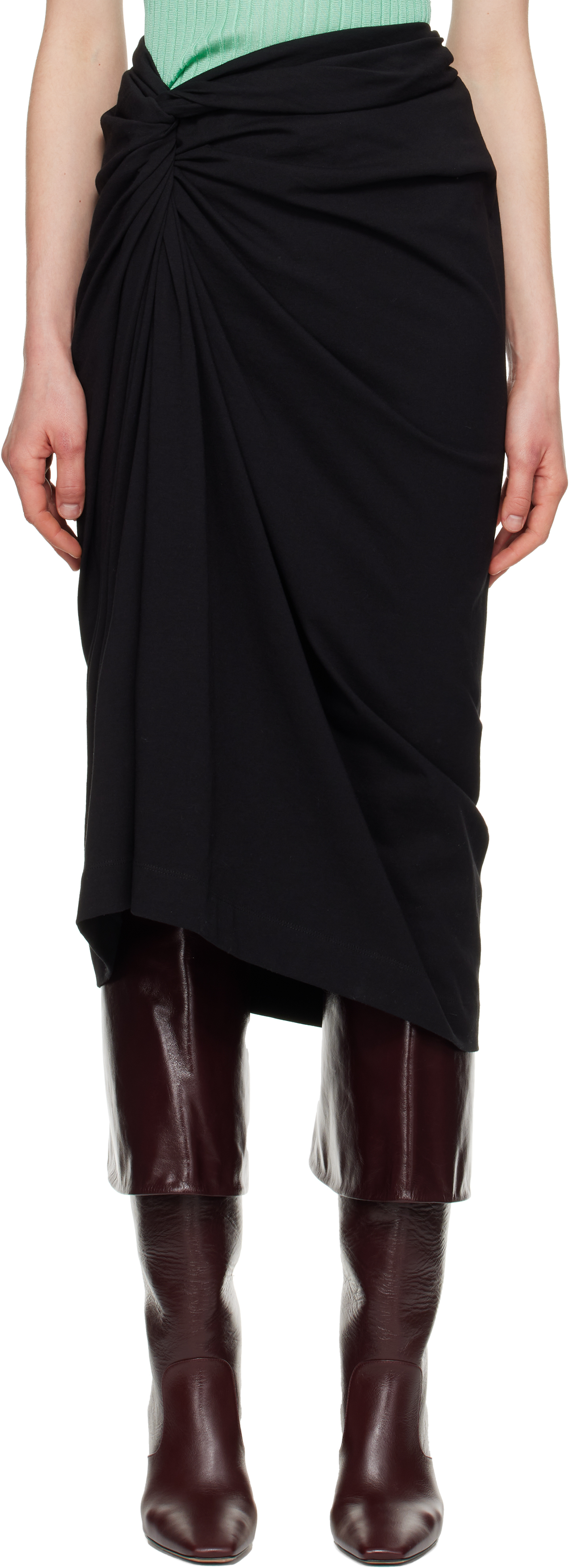 Purple Knotted Jersey Midi Skirt