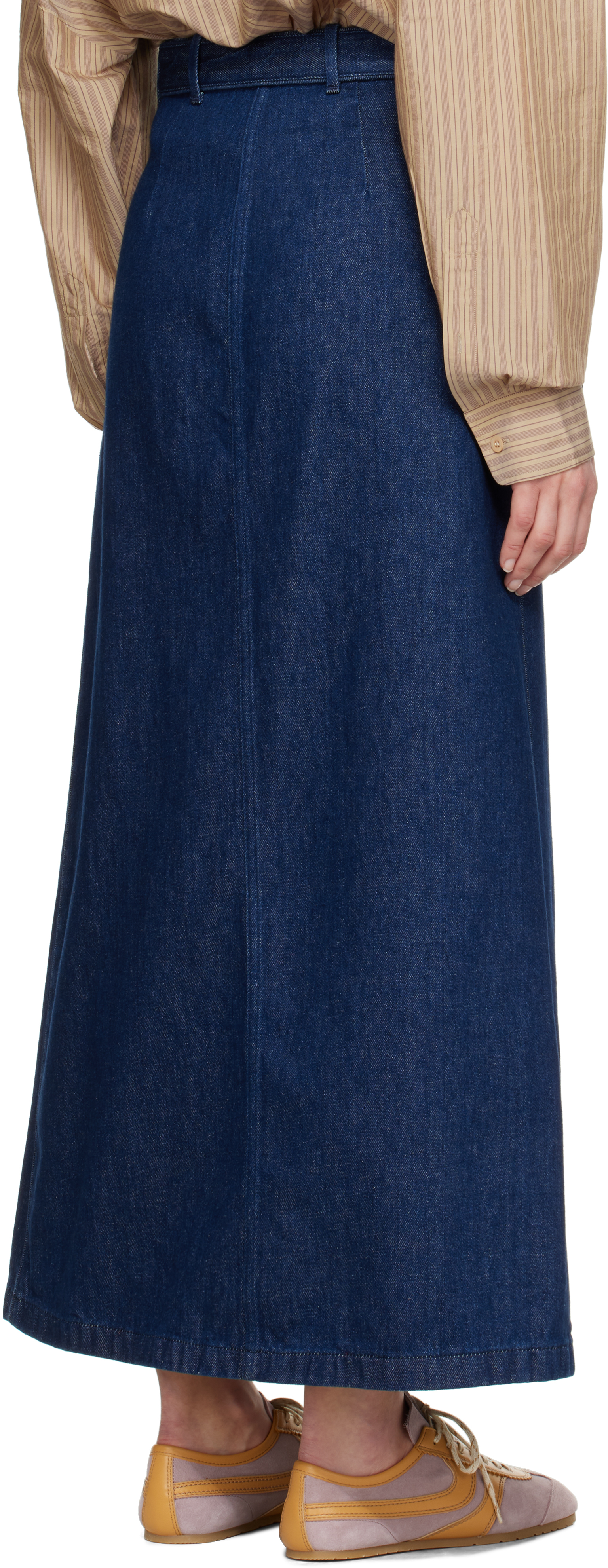 Dries Van Noten Navy Belted Maxi Skirt In 504 Blue
