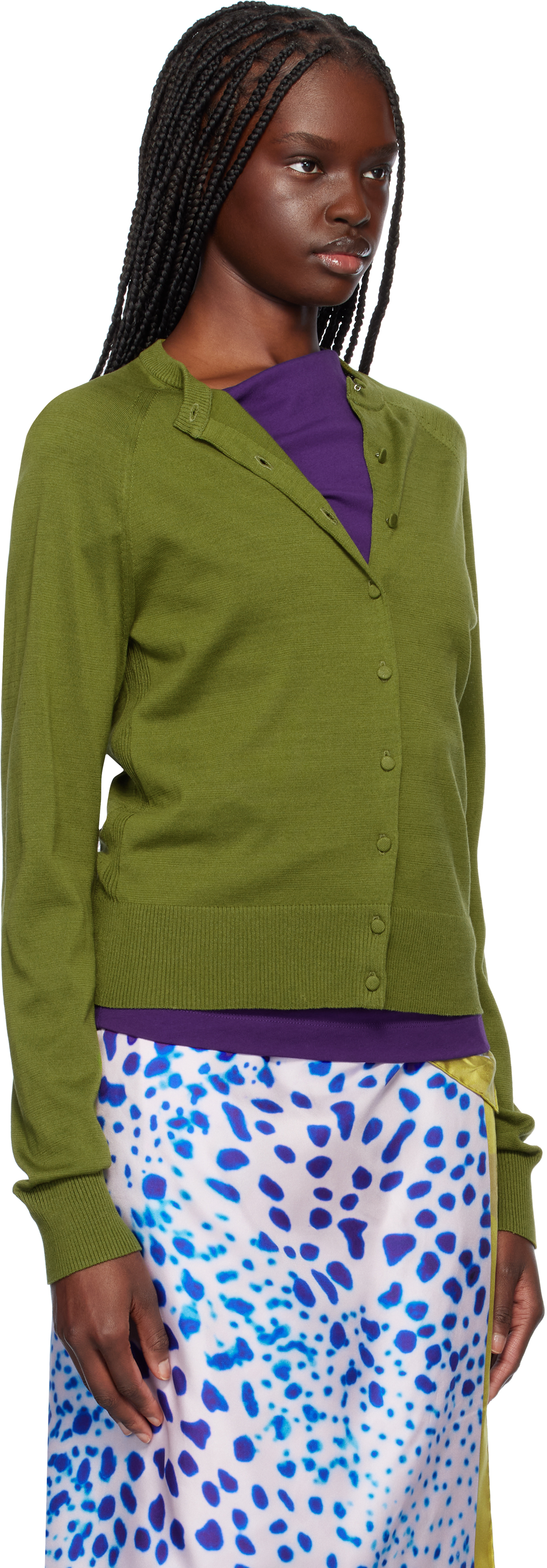 Dries Van Noten Tobine Cotton Knit Cardigan In 607 Olive