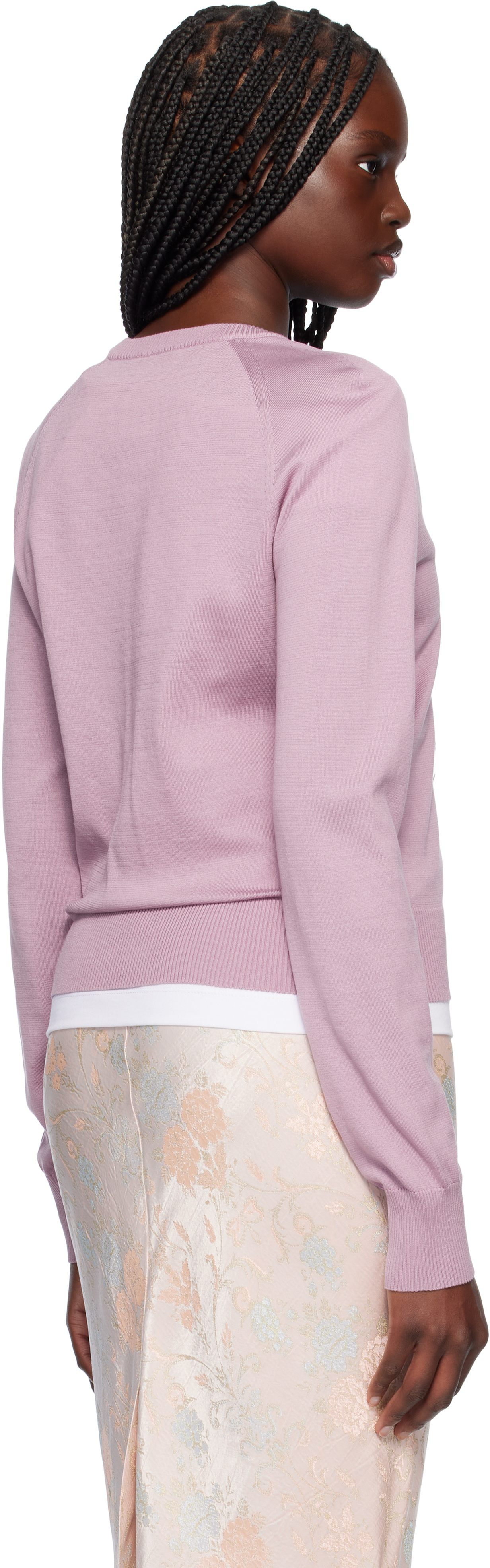 Dries Van Noten Purple Cotton Cardigan In 301 Old Rose