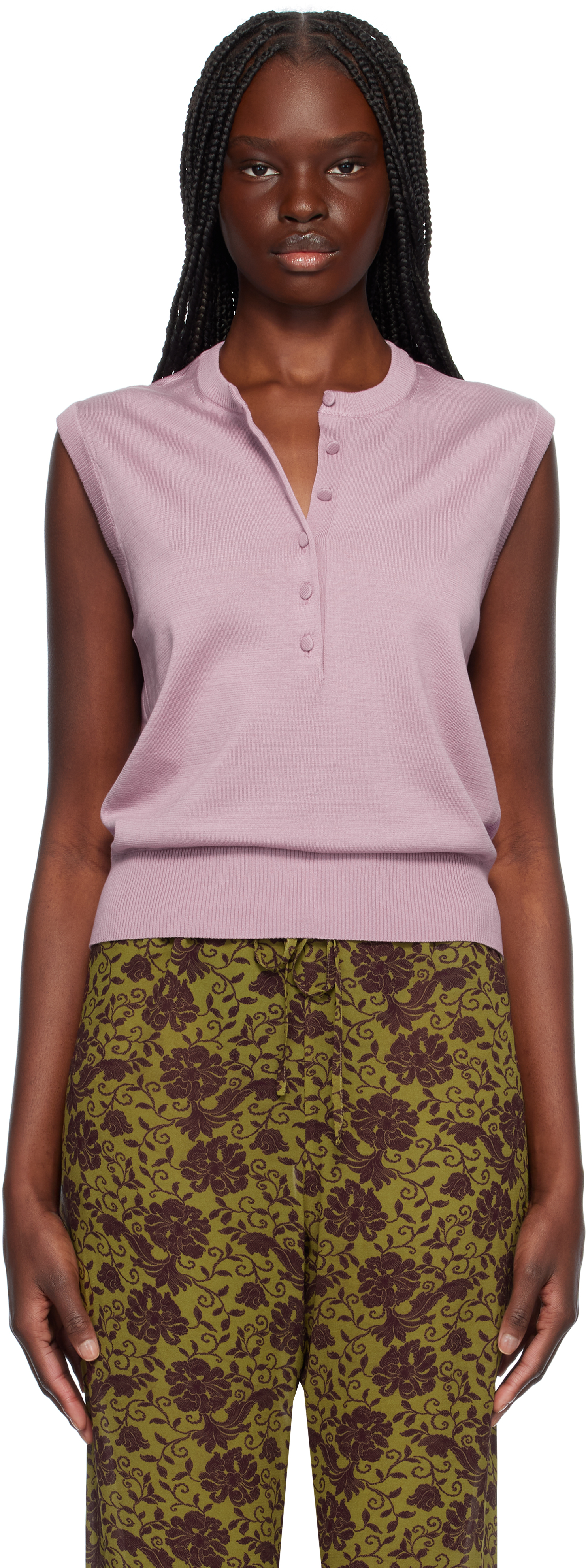 Shop Dries Van Noten Purple Sleeveless Sweater In 301 Old Rose