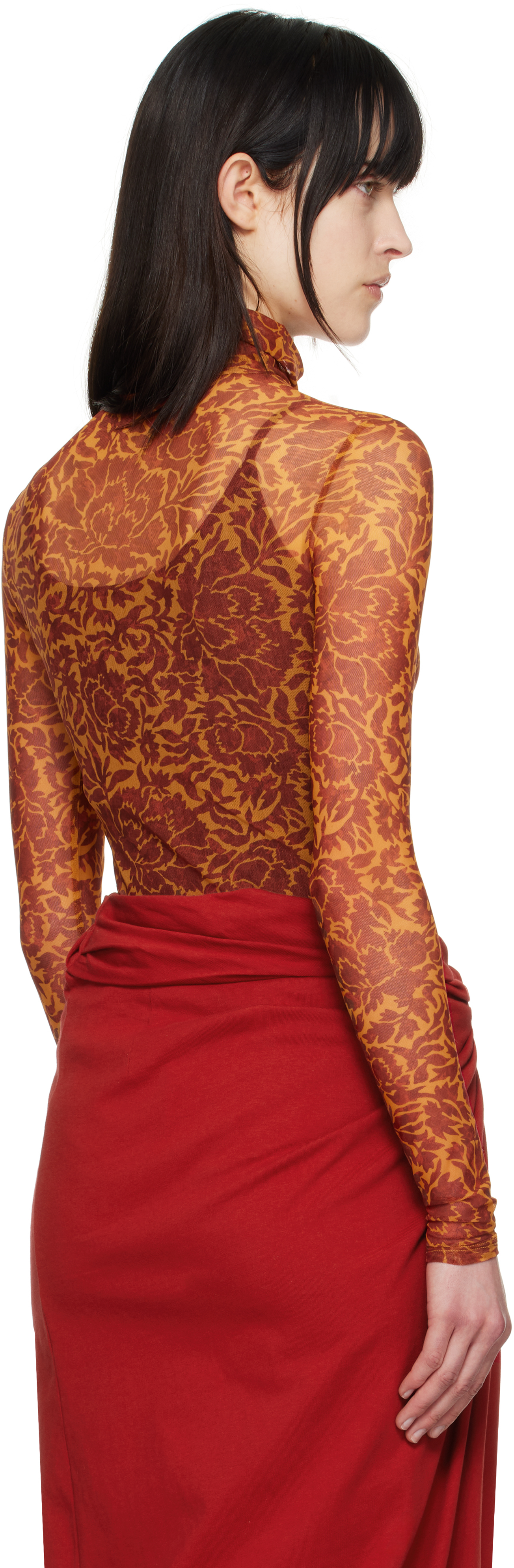 Dries Van Noten Orange Printed Turtleneck In 353 Orange