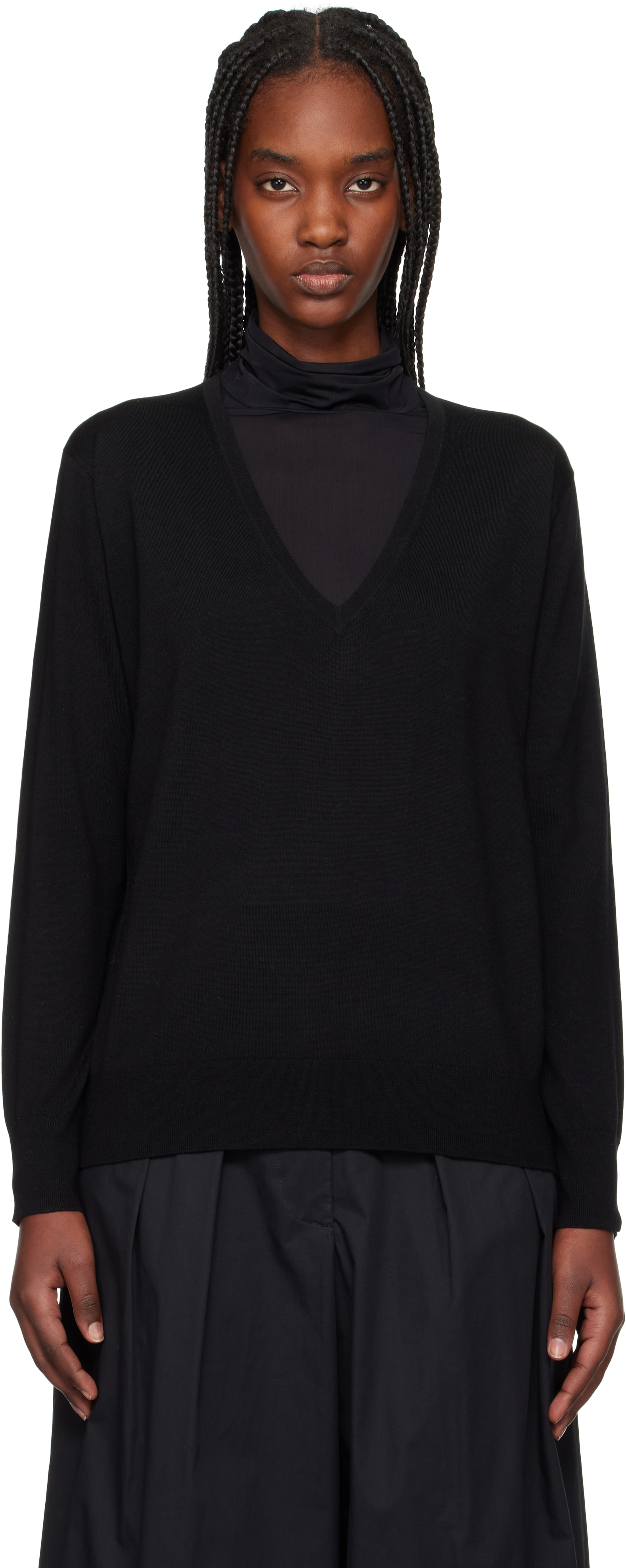 Dries Van Noten Black Merino Wool Sweater In 900 Black