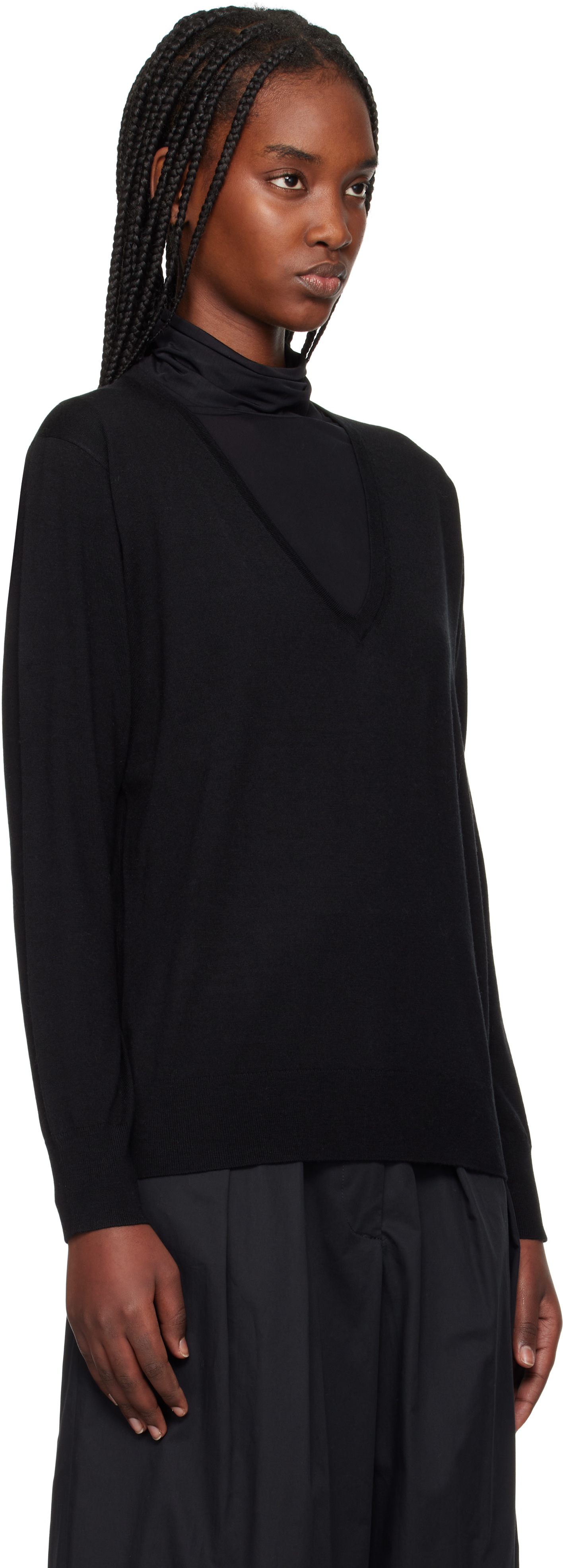 Dries Van Noten Black Merino Wool Sweater In 900 Black