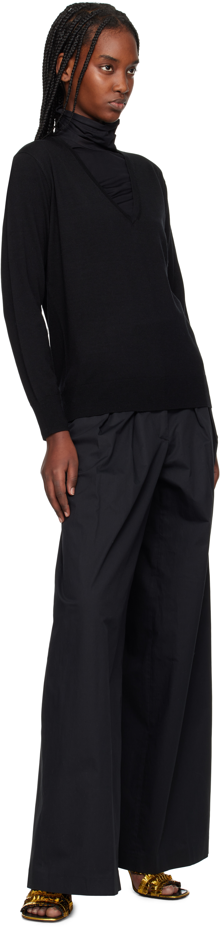 Dries Van Noten Black Merino Wool Sweater In 900 Black