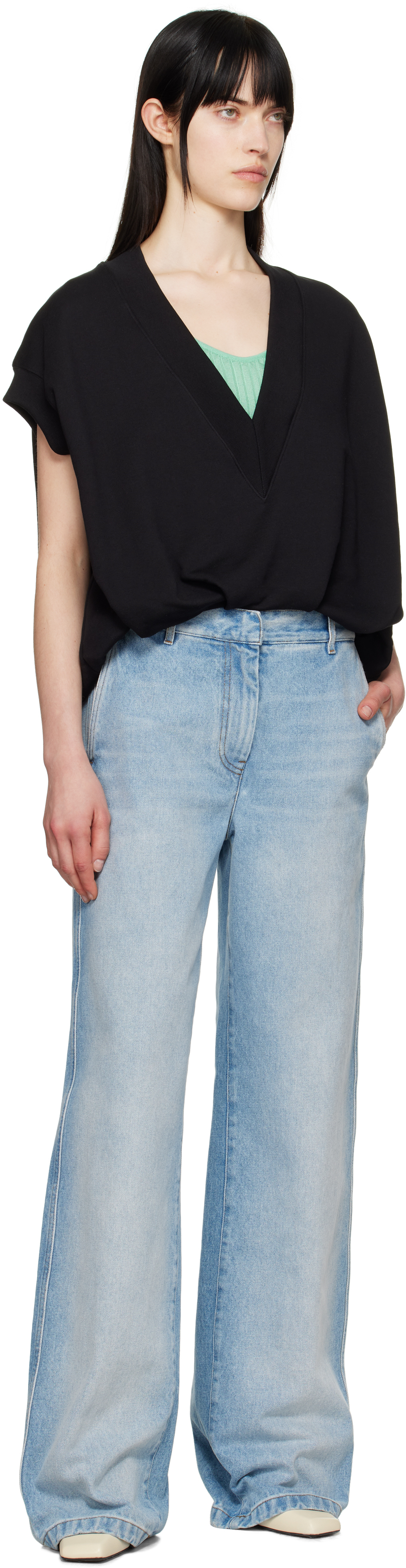 Dries Van Noten Black V-neck Vest In 900 Black