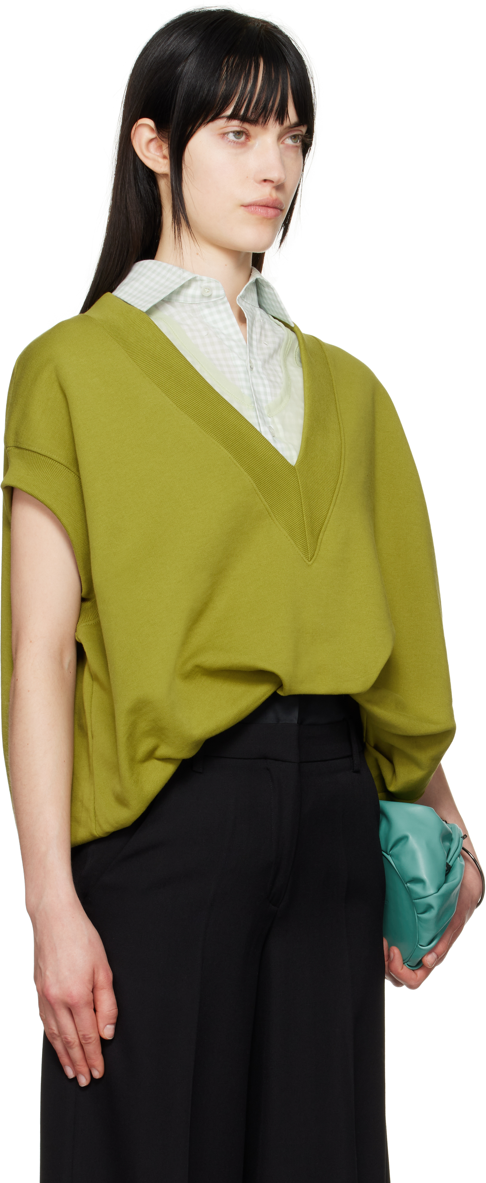 Dries Van Noten Green V-neck Vest In 601 Light Green