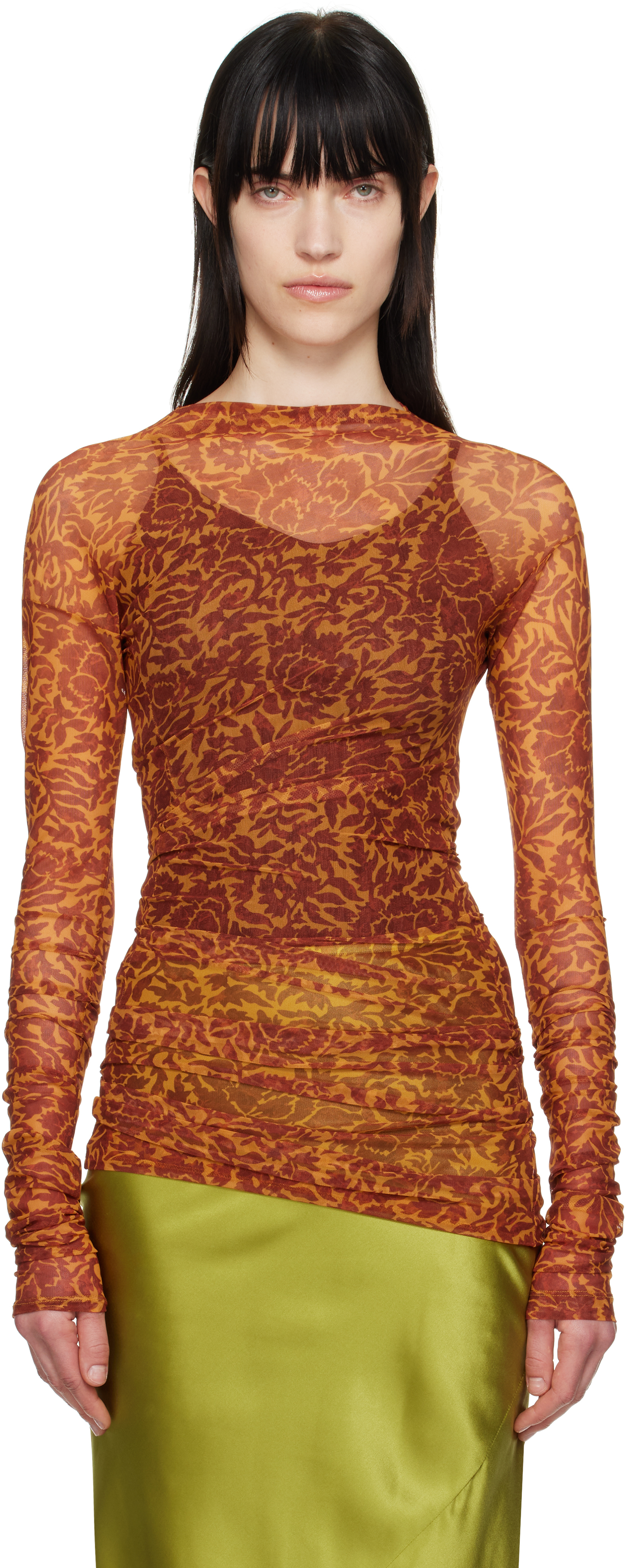 【関税込み】Dries Van Noten オレンジ プリント 長袖トップス Dries Van Notenのオレンジ プリント 長袖トップスがセール中
