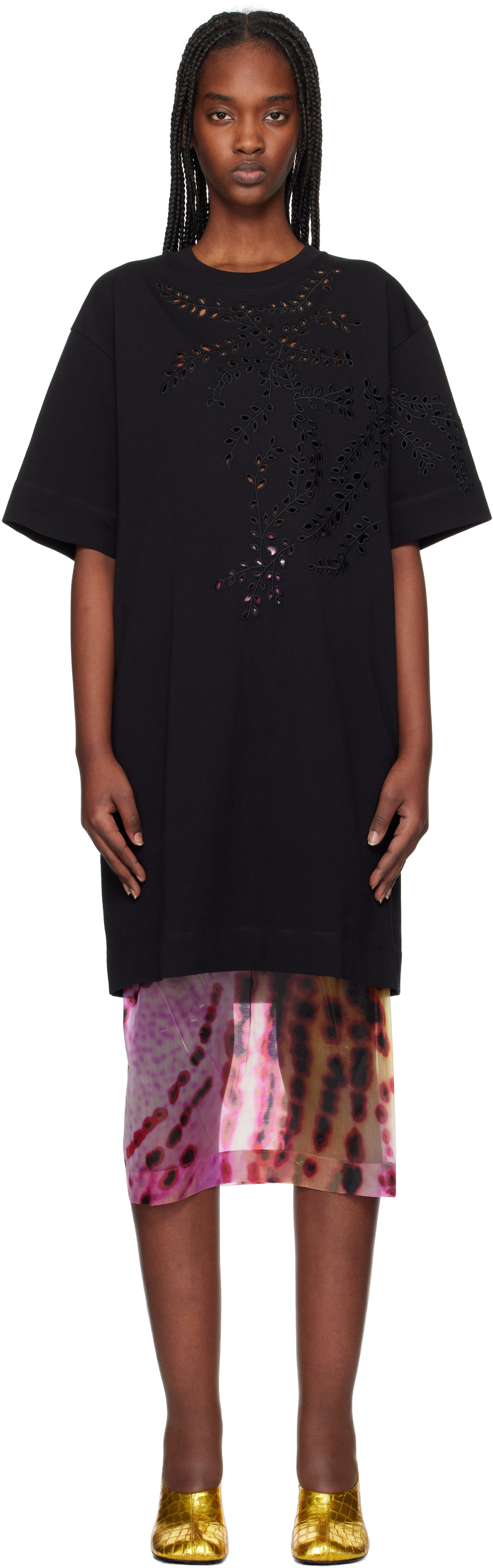 Black Embroidered Minidress