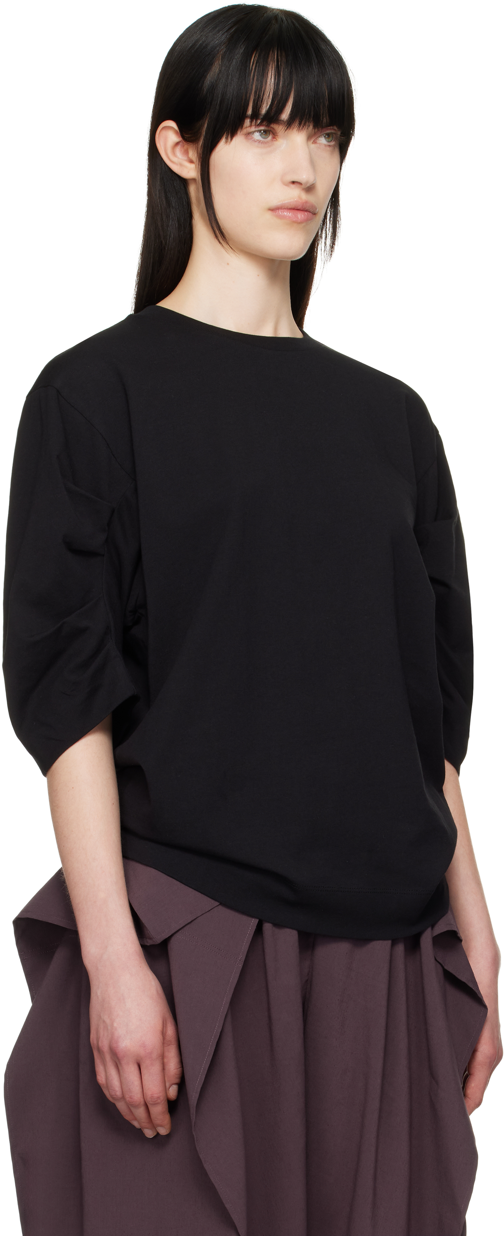 Shop Dries Van Noten Black Pleated T-shirt In 900 Black