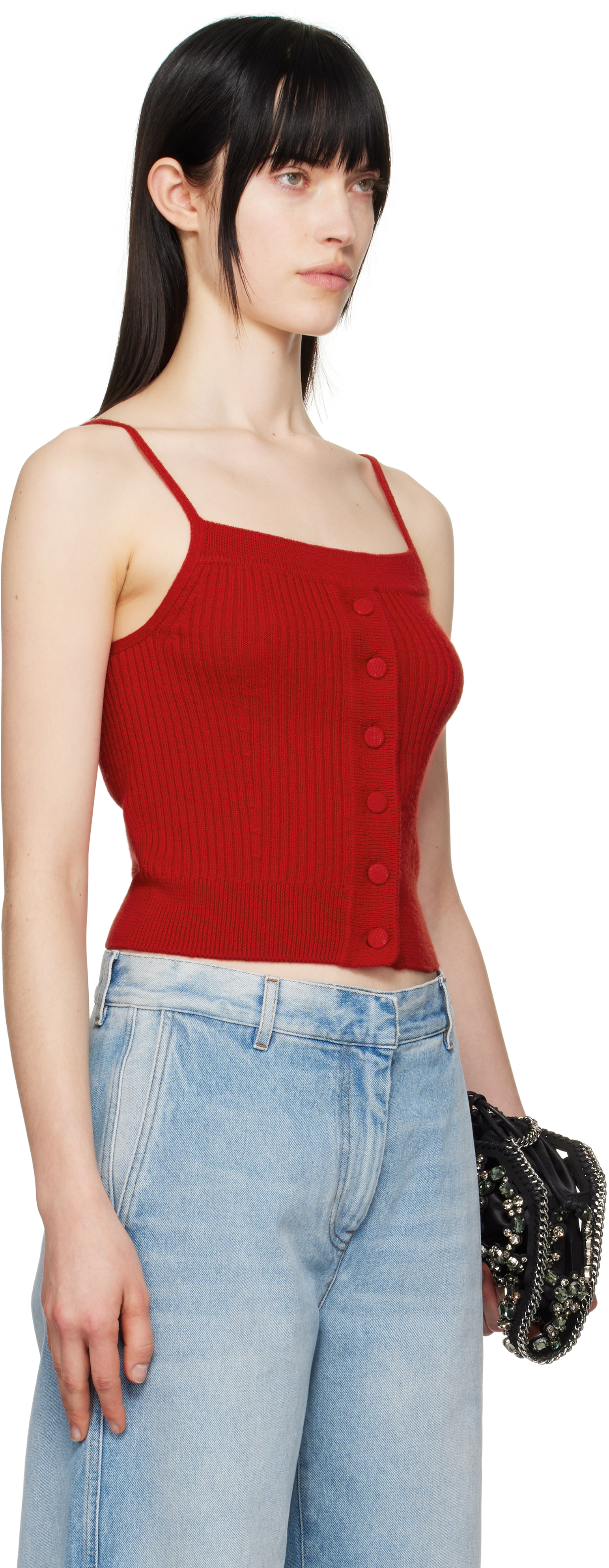 Dries Van Noten Red Straight Neck Wool Tank Top In 352 Red
