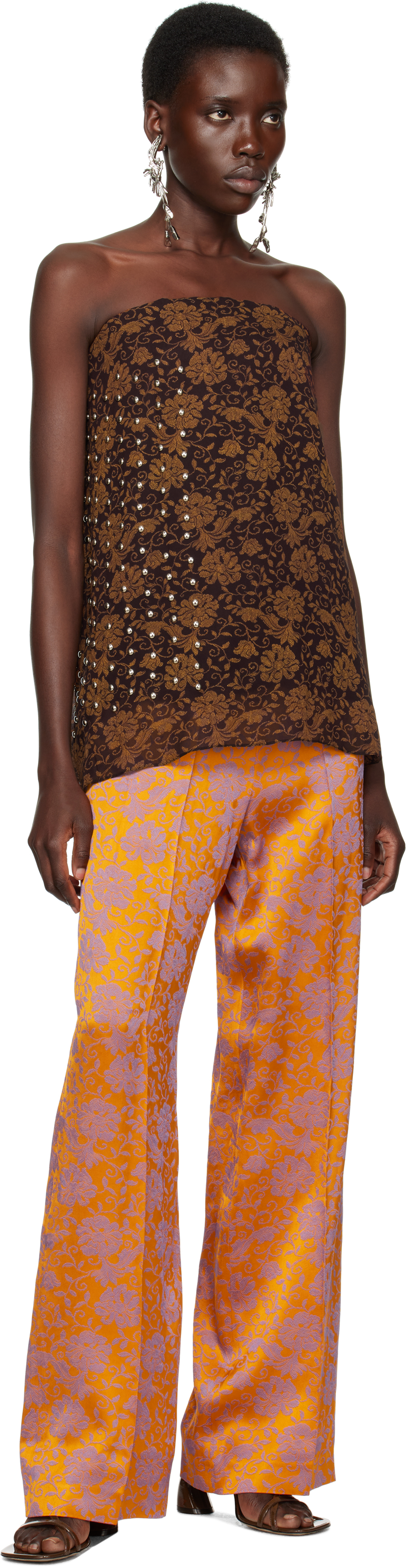 Dries Van Noten Brown Layered Top In 704 Dark Brown