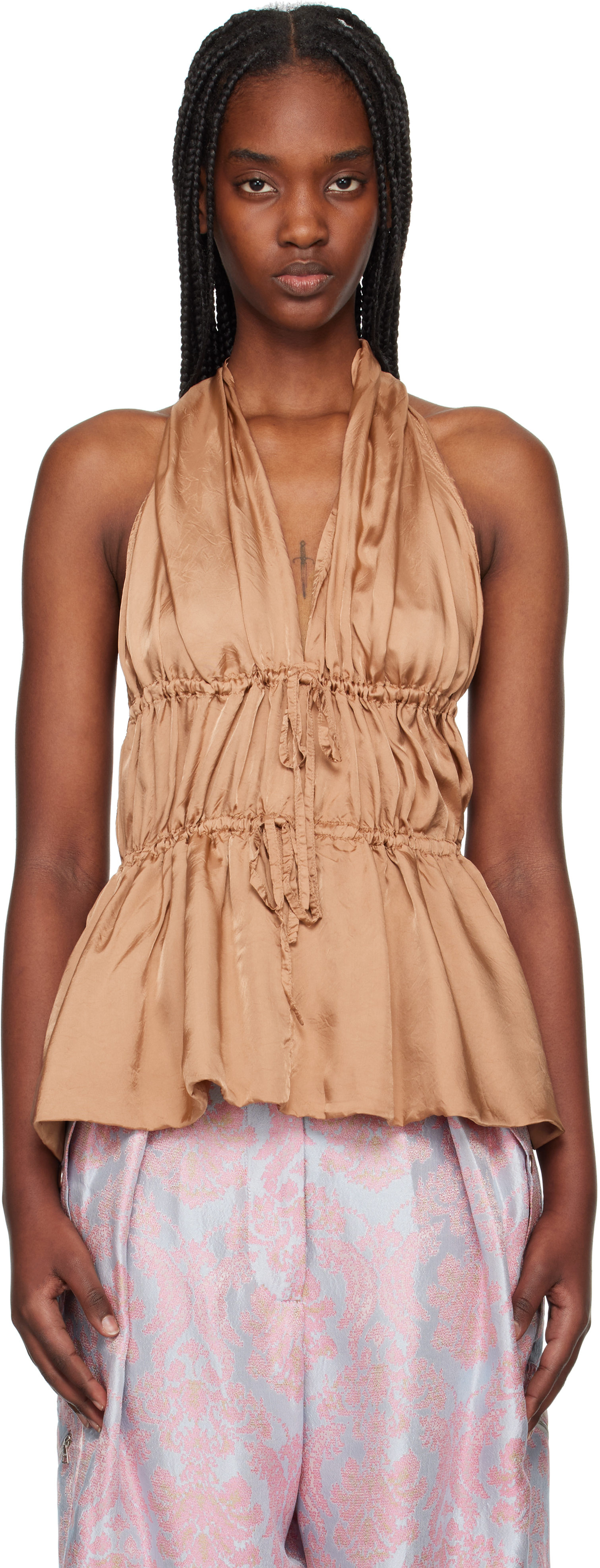 Dries Van Noten Halterneck Top Tops Rose In 306 Smoke