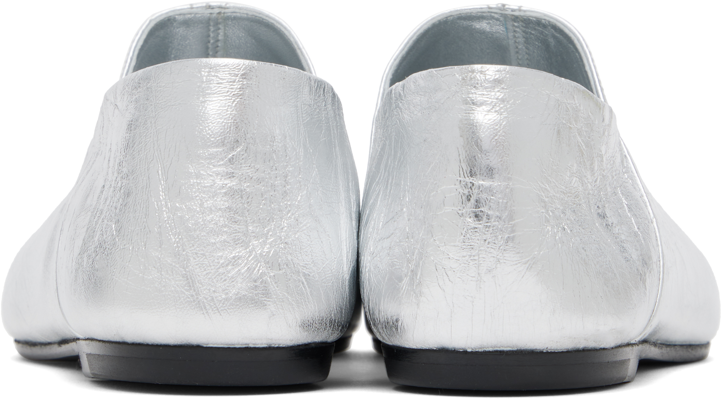 DRIES VAN NOTEN SILVER SLIP ON LOAFERS