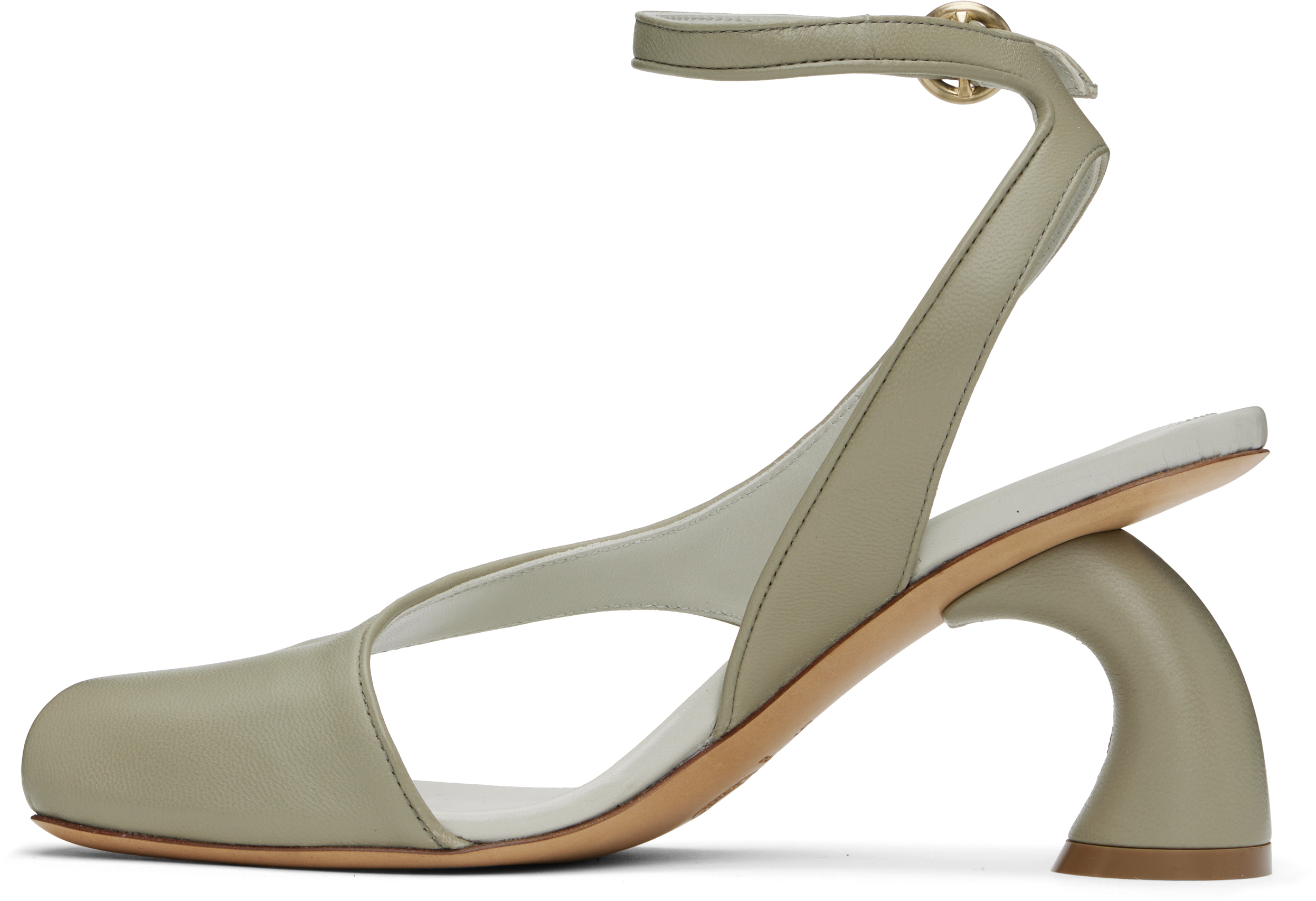DRIES VAN NOTEN GREEN ASYMMETRICAL HEELED SANDALS 