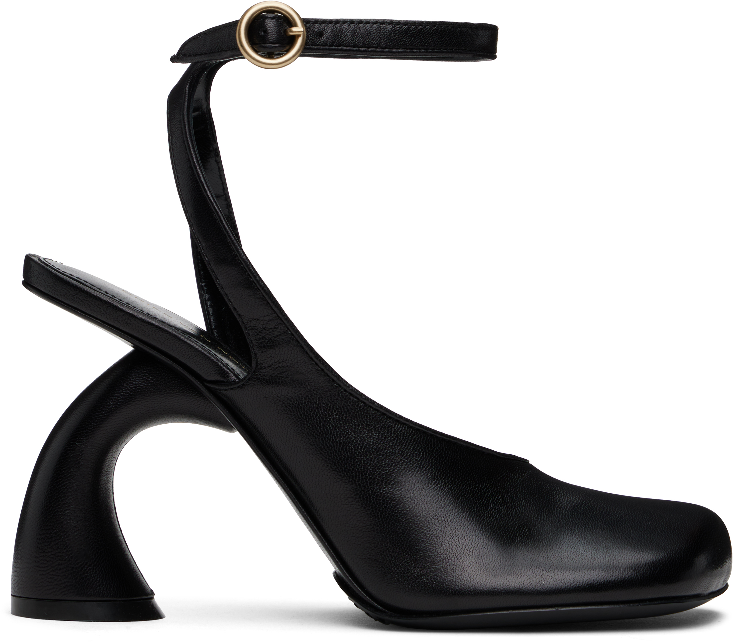 DRIES VAN NOTEN BLACK ASYMMETRIC HEELS