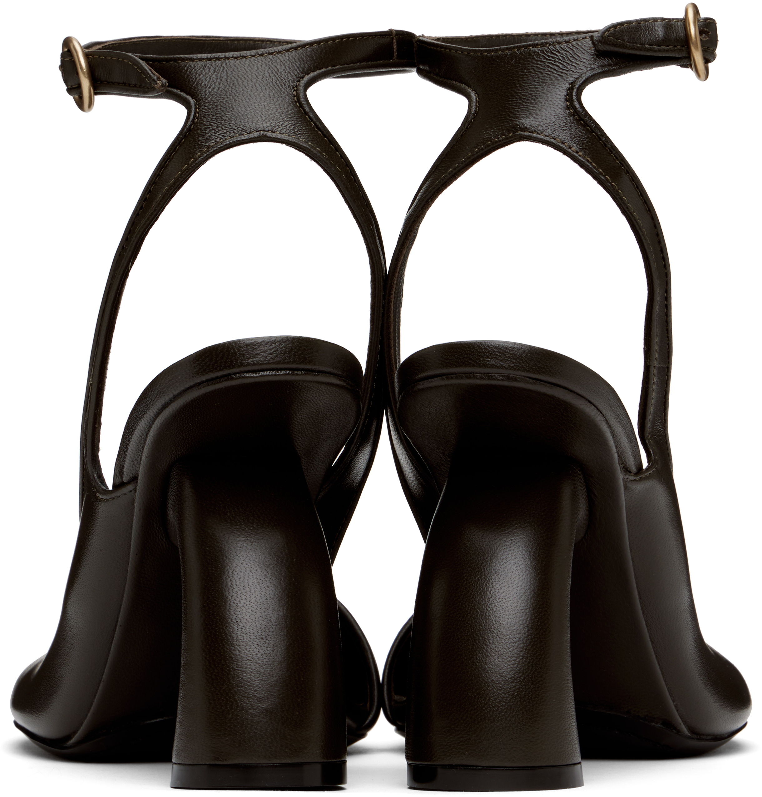 Dries Van Noten Brown Asymmetrical Heels In 605 Bottle