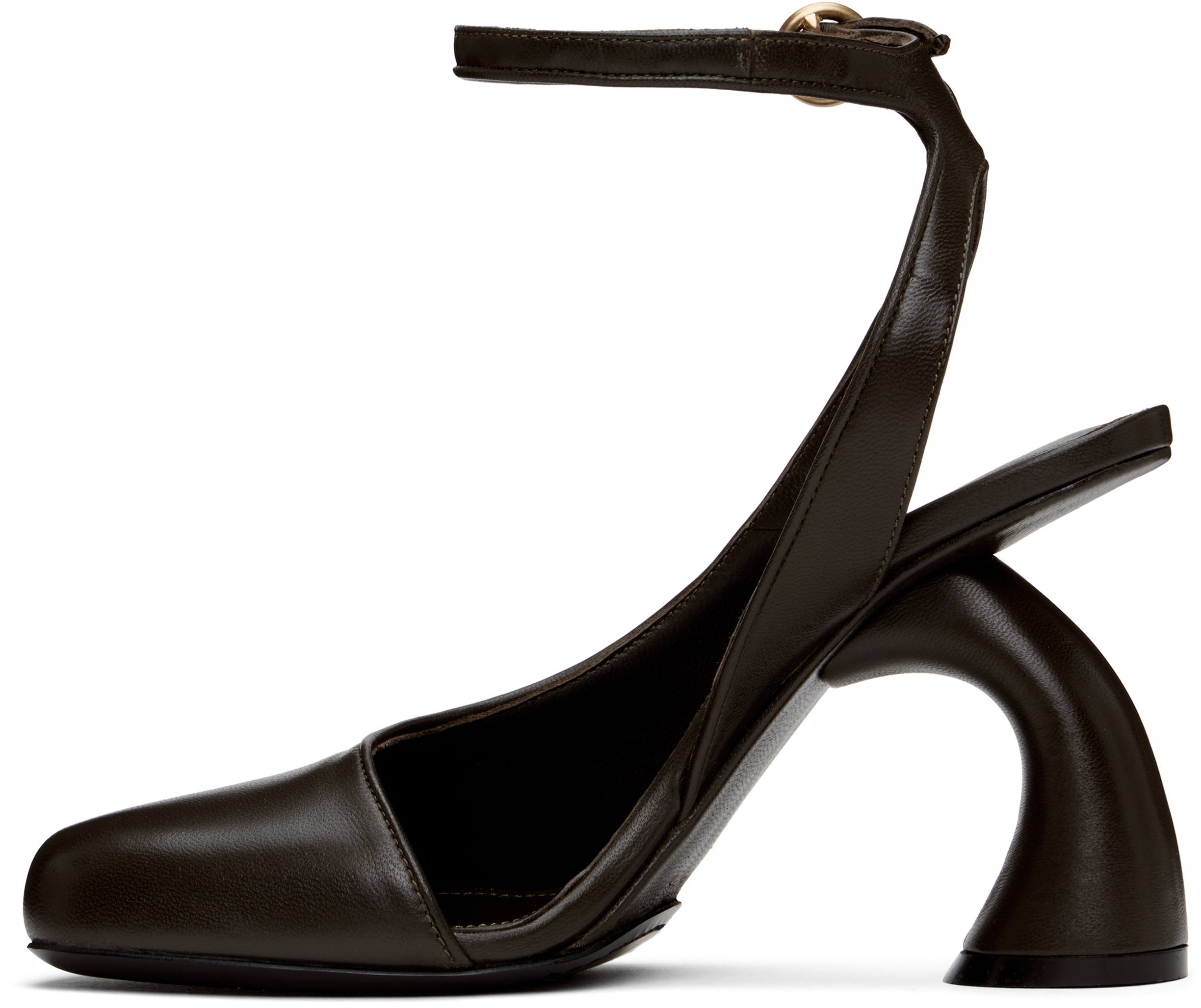 Dries Van Noten Brown Asymmetrical Heels In 605 Bottle