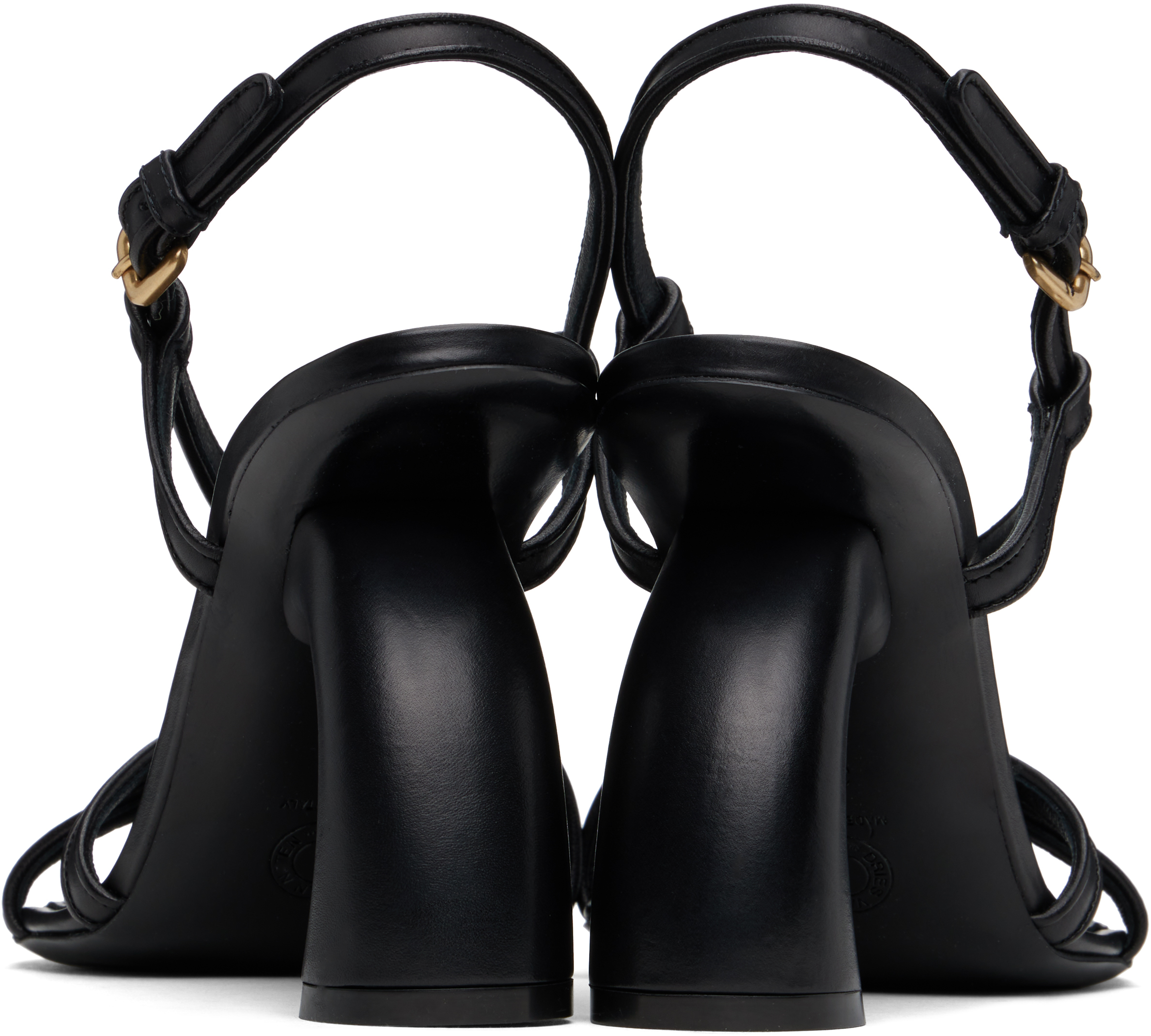DRIES VAN NOTEN BLACK LEATHER HEELED SANDALS 