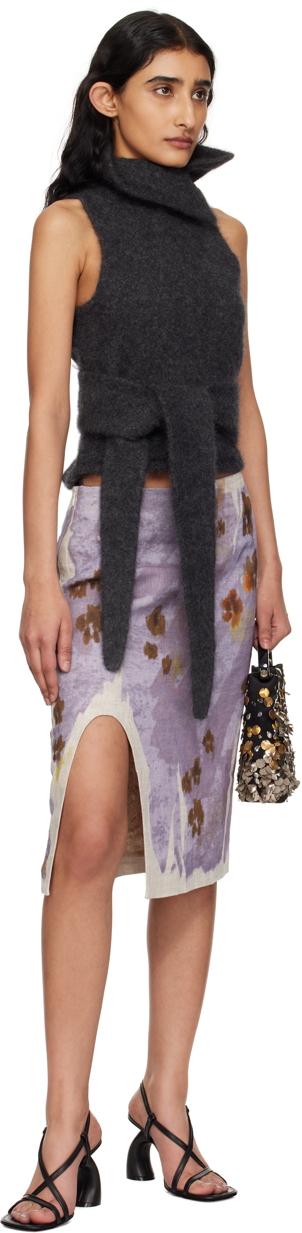DRIES VAN NOTEN BLACK LEATHER HEELED SANDALS 