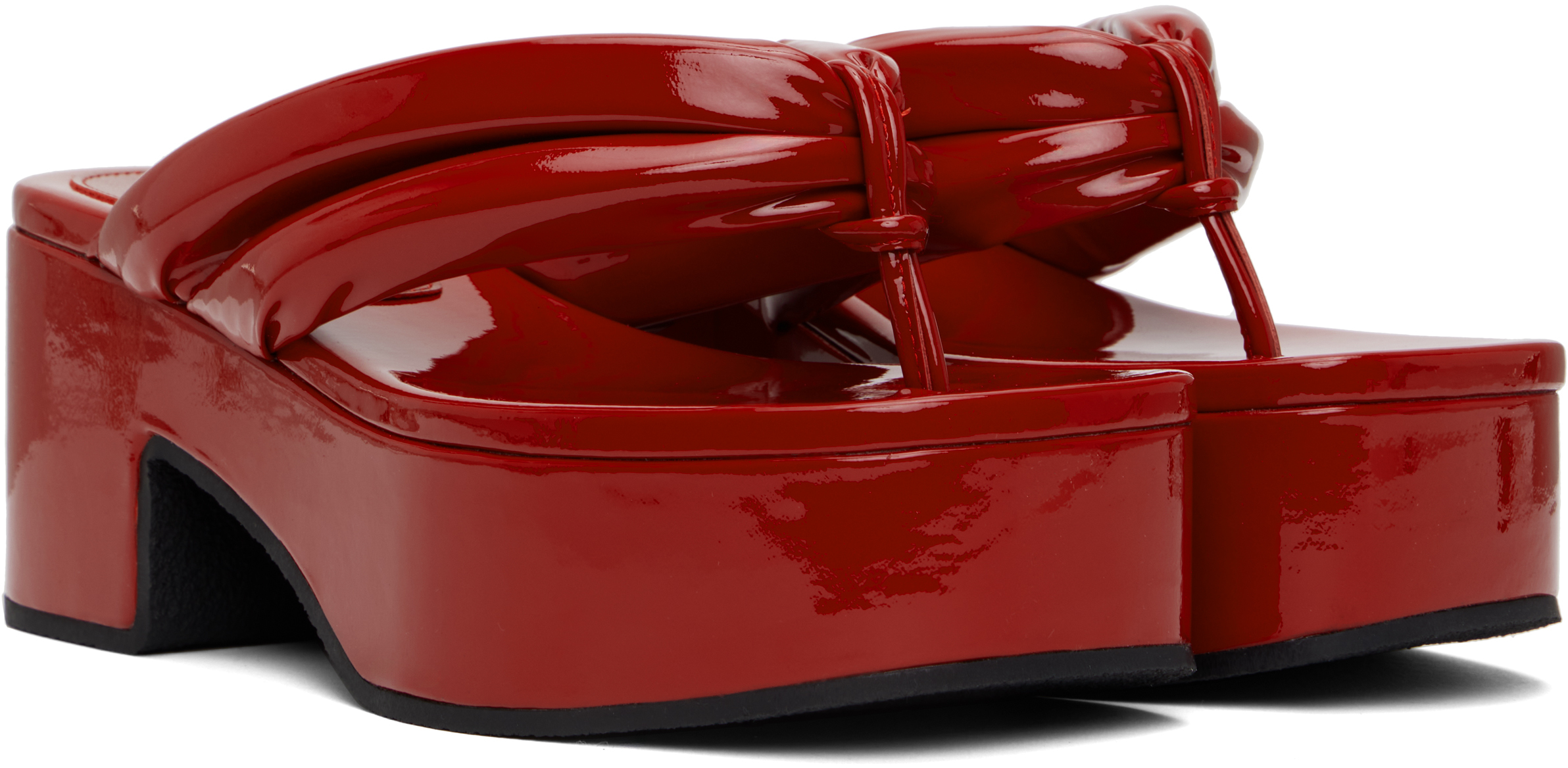 DRIES VAN NOTEN RED PLATFORM SANDALS 