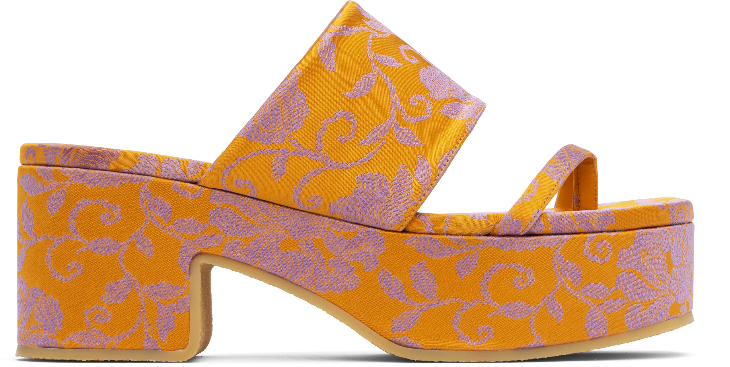 DRIES VAN NOTEN ORANGE PLATFORM HEELED SANDALS 